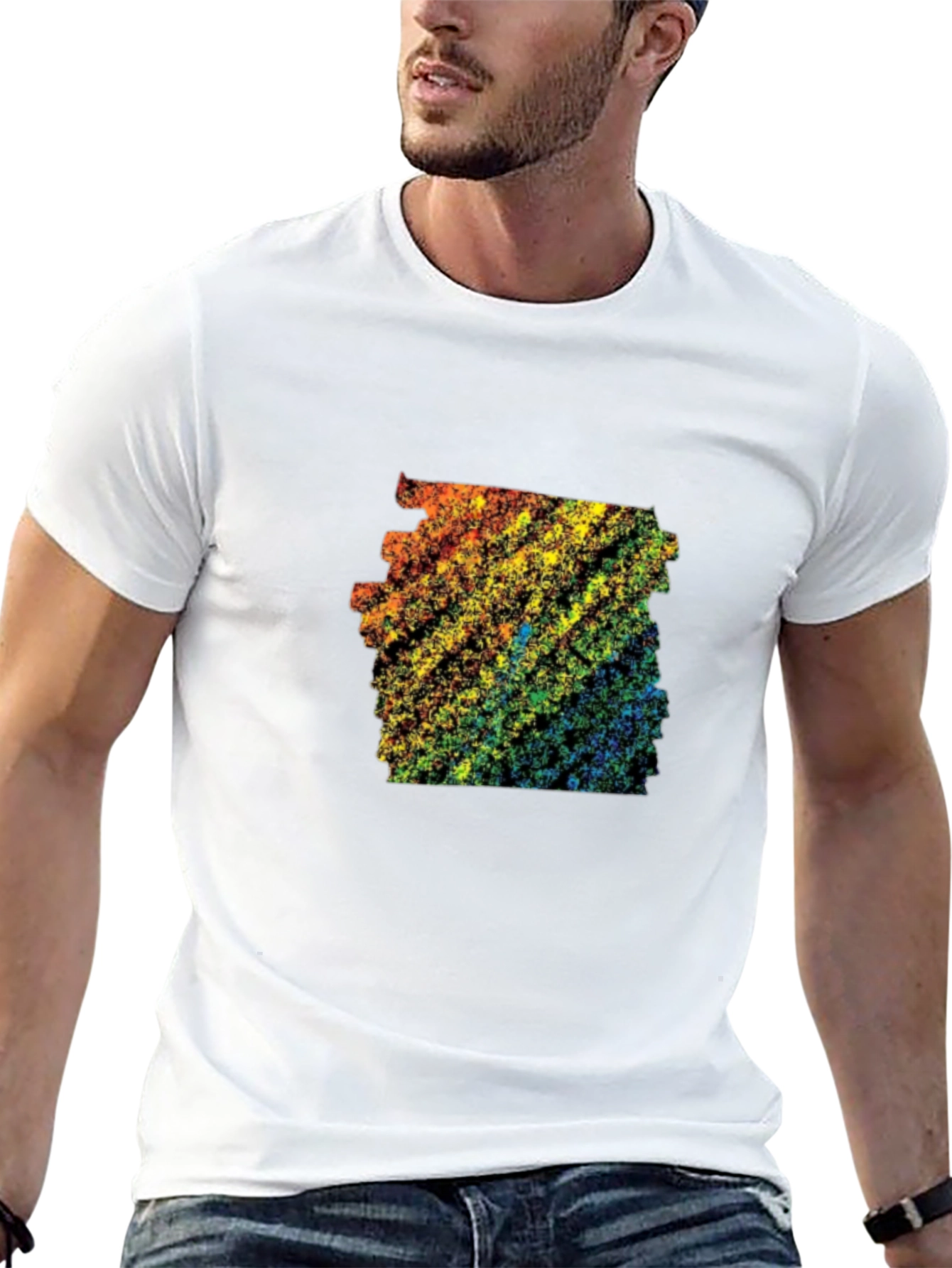 Rainbow Abstract Design Black T-Shirt