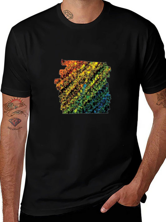 Rainbow Abstract Design Black T-Shirt
