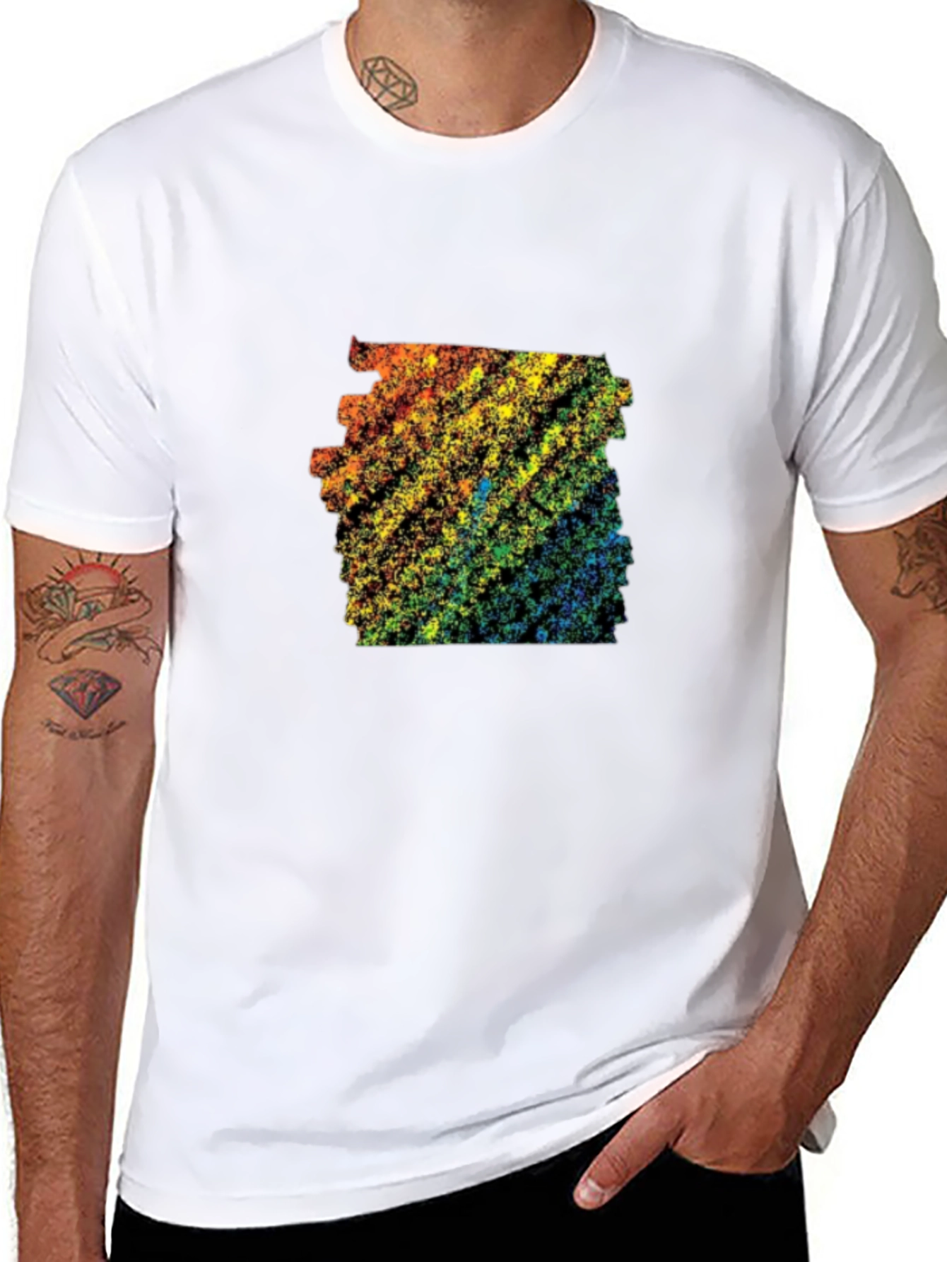 Rainbow Abstract Design Black T-Shirt