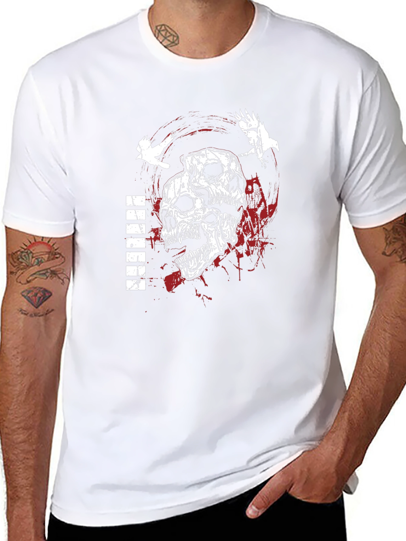 Skull & Raven Graphic Tee - Dark Aesthetic T-Shirt