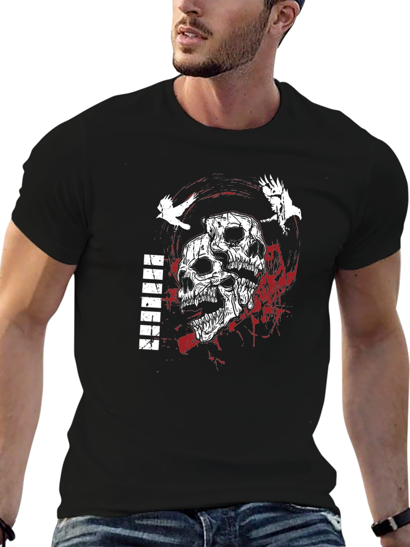 Skull & Raven Graphic Tee - Dark Aesthetic T-Shirt