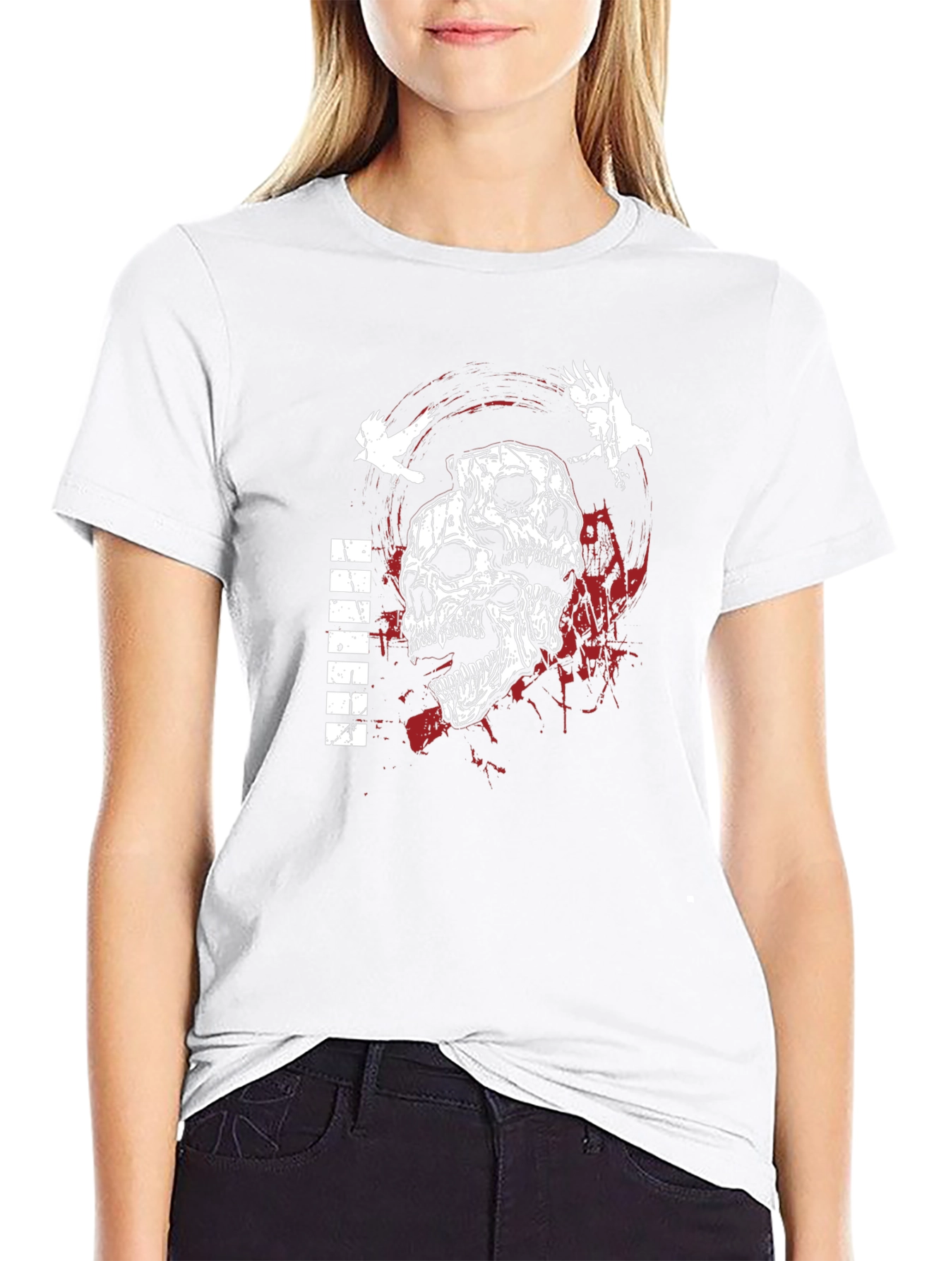 Skull & Raven Graphic Tee - Dark Aesthetic T-Shirt