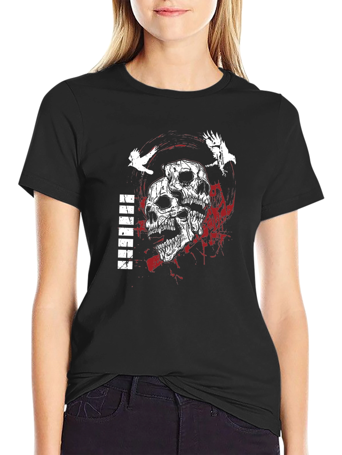 Skull & Raven Graphic Tee - Dark Aesthetic T-Shirt