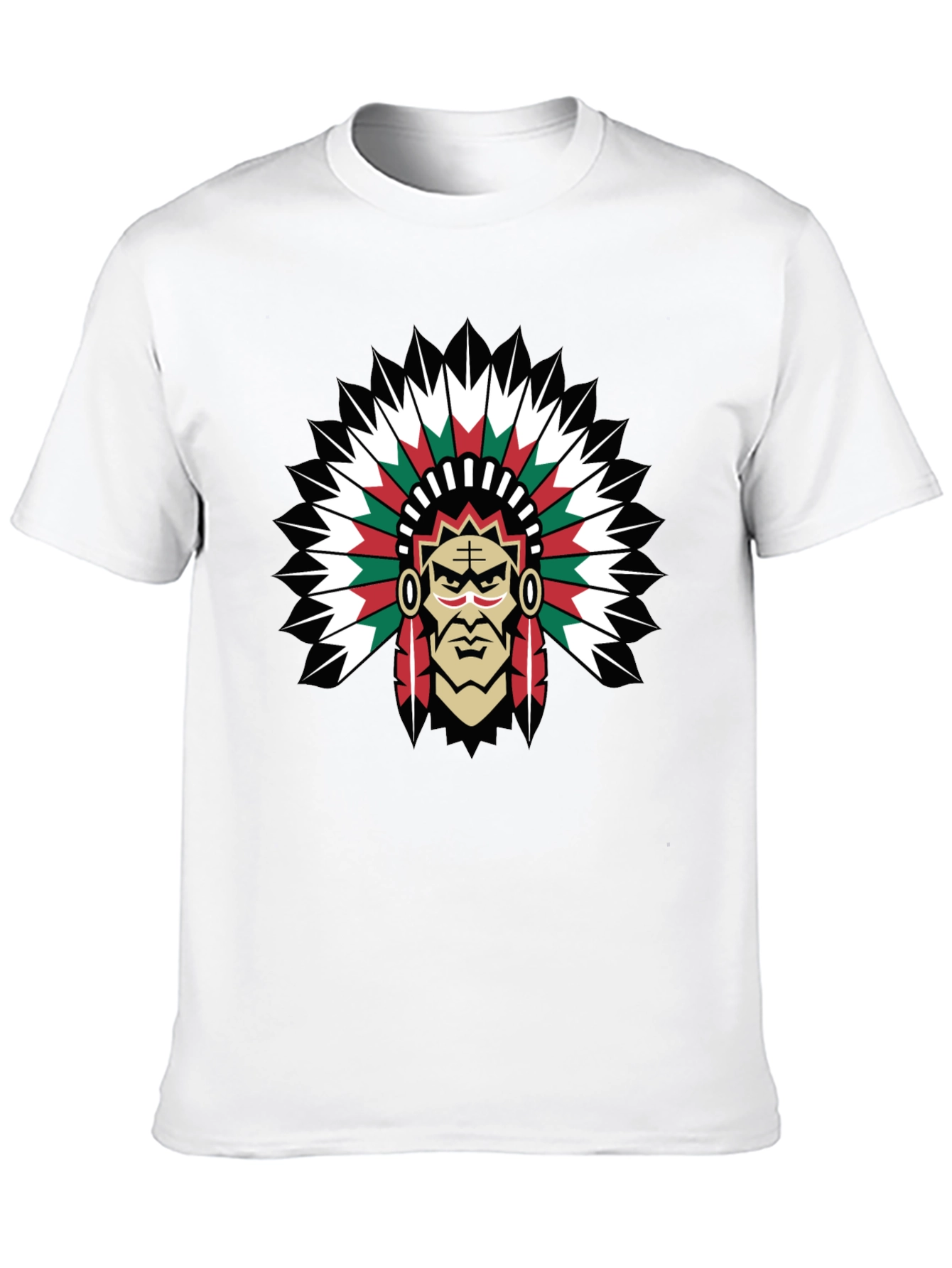 Native American Chief Graphic Tee - Bold Black T-Shirt