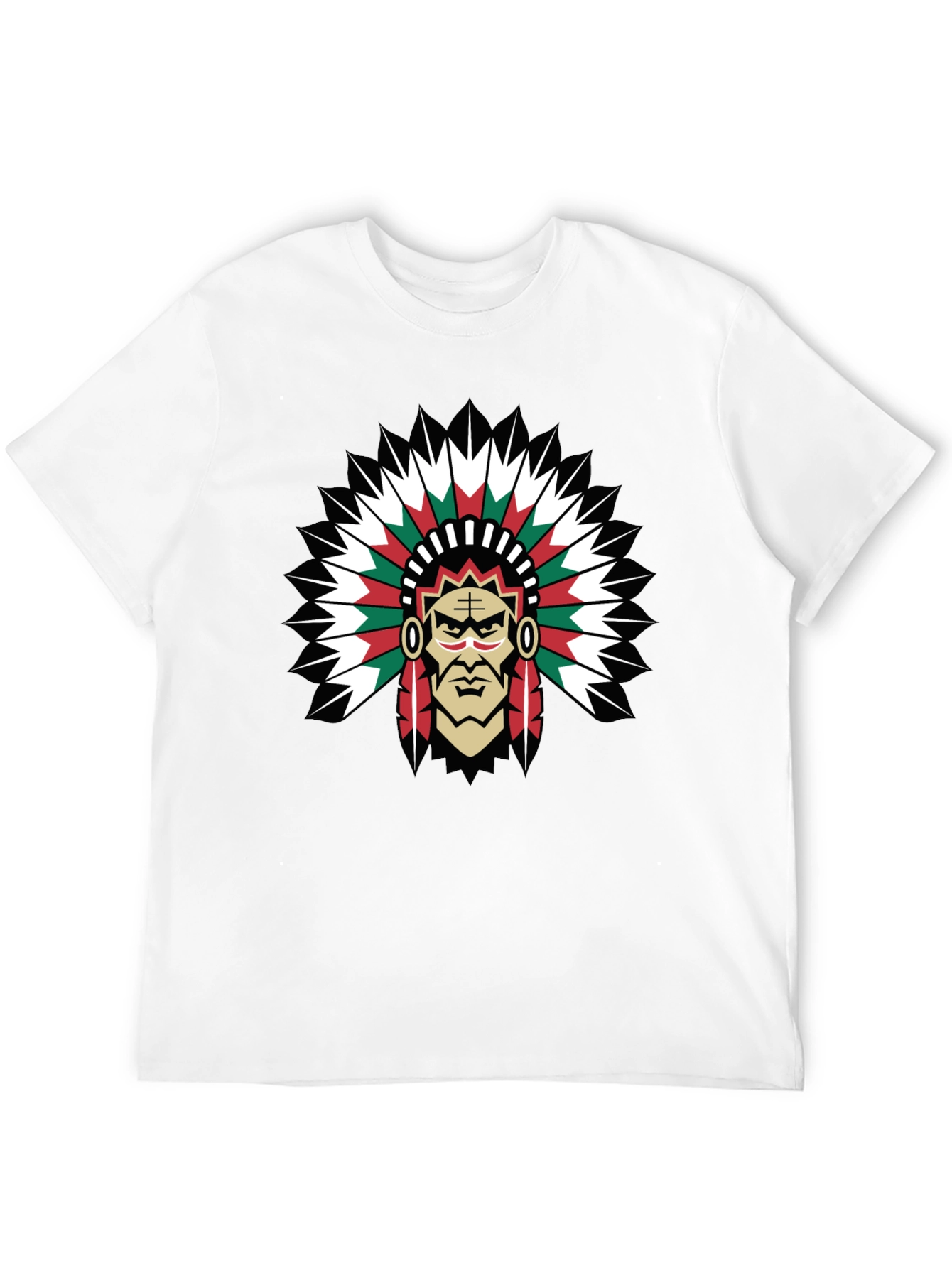 Native American Chief Graphic Tee - Bold Black T-Shirt