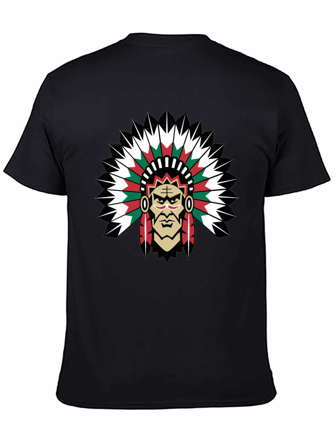 Native American Chief Graphic Tee - Bold Black T-Shirt