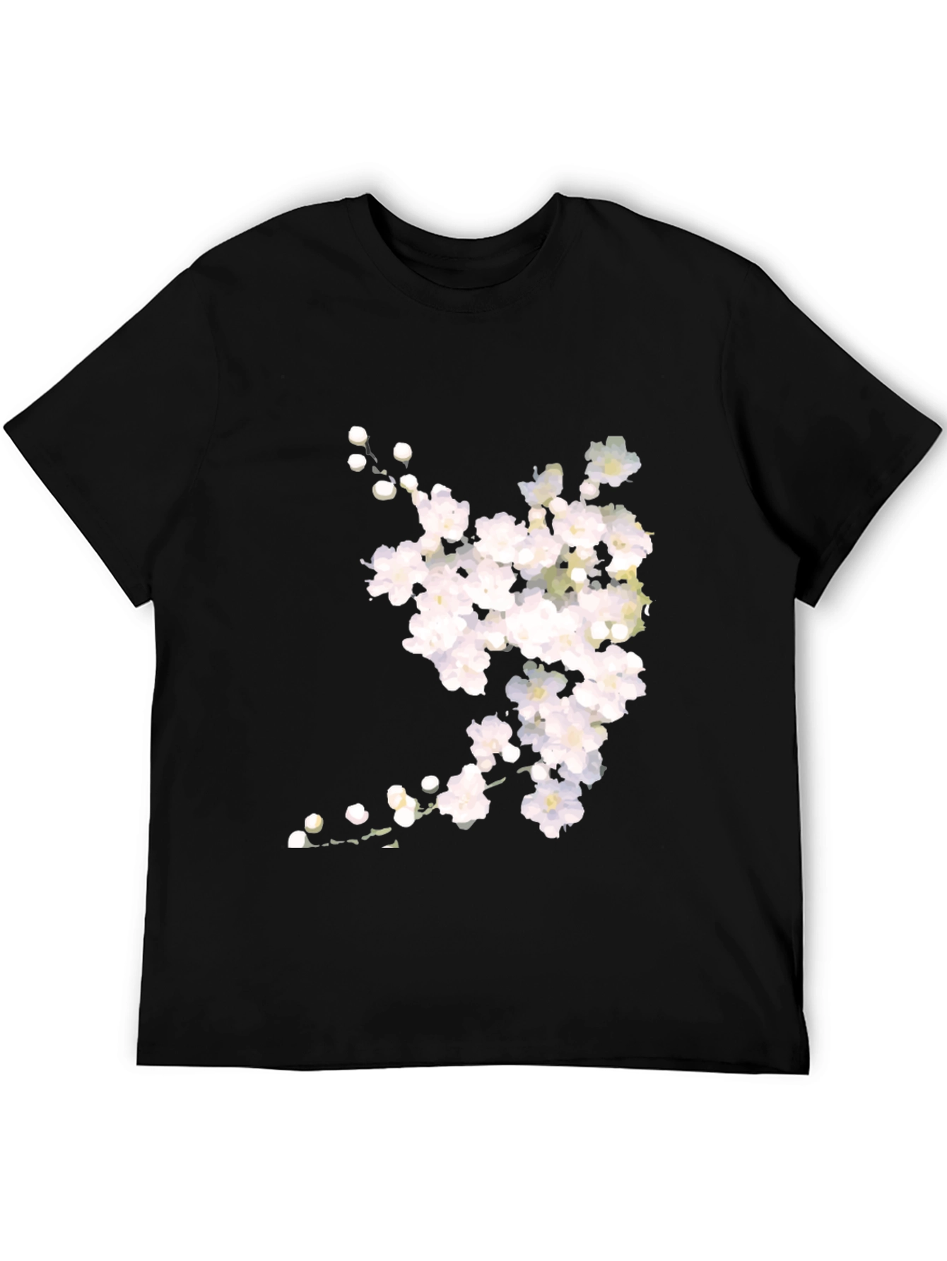 Floral Print Black Crew Neck T-Shirt