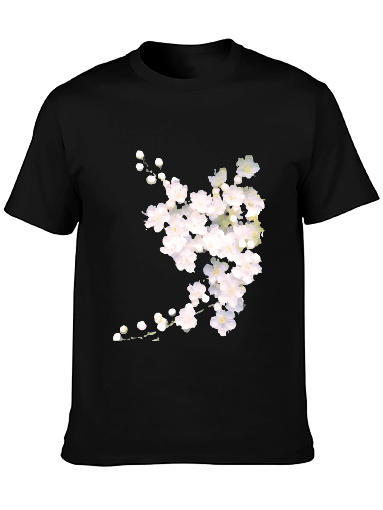 Floral Print Black Crew Neck T-Shirt