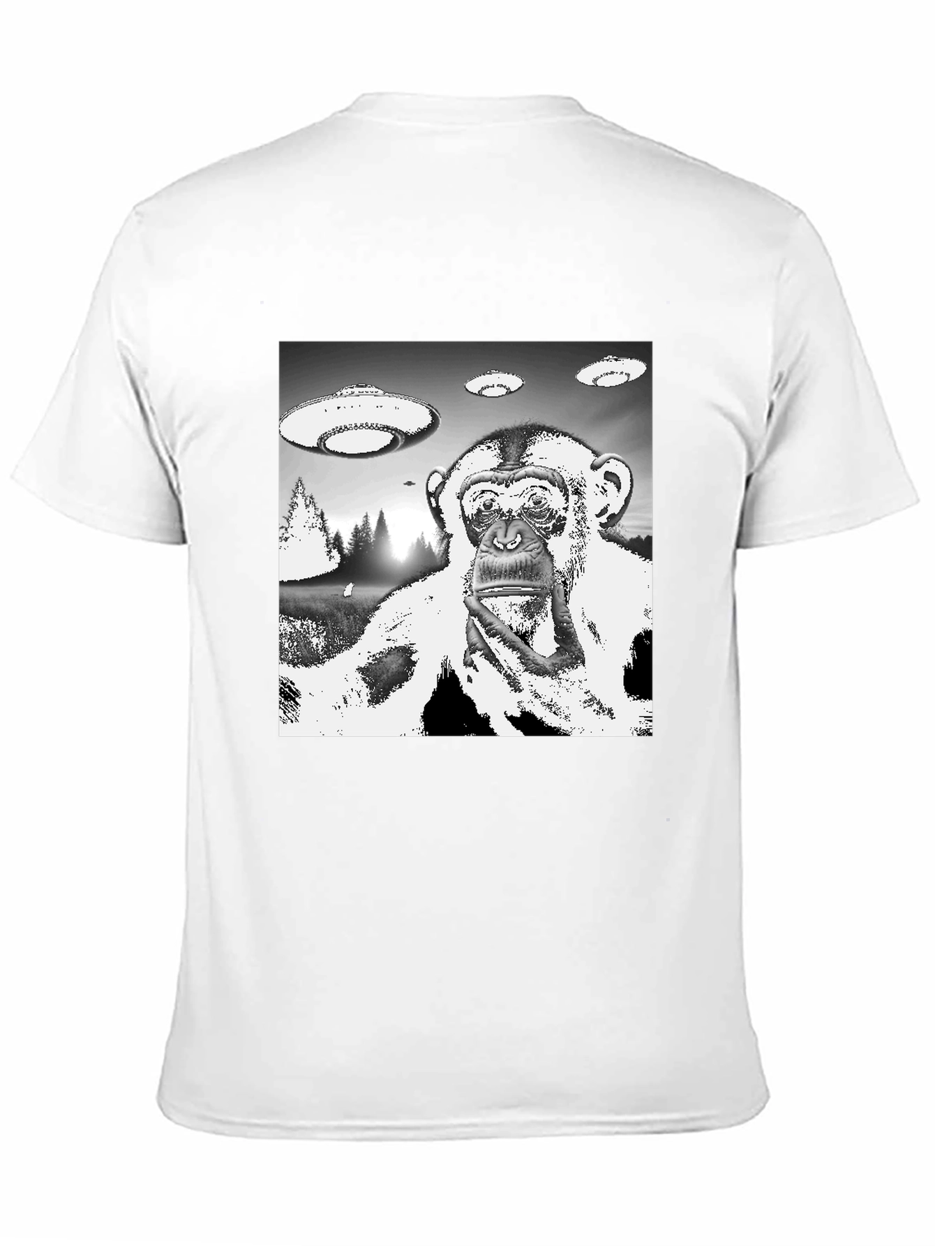 UFO Monkey Graphic Tee - Black Cotton T-Shirt