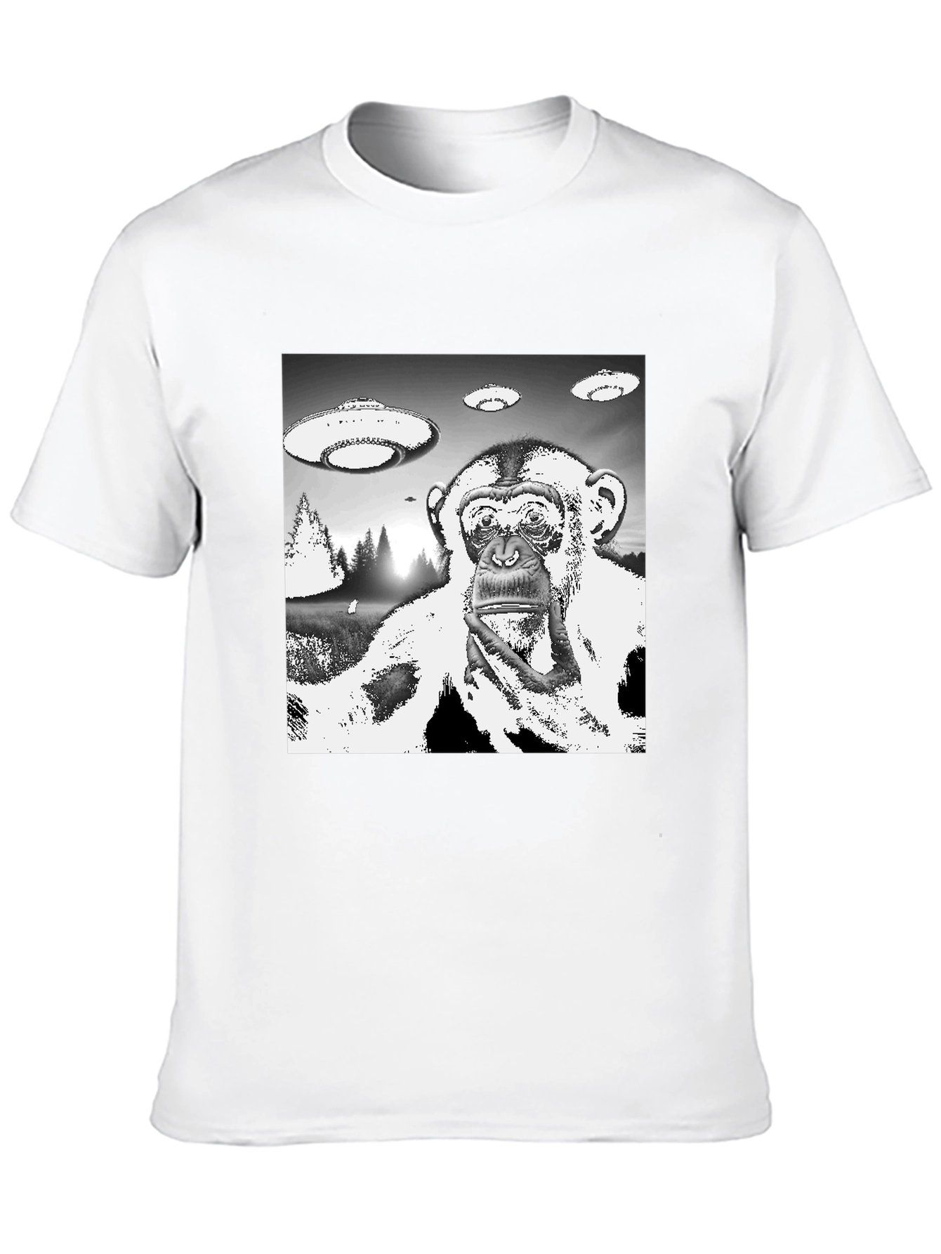 UFO Monkey Graphic Tee - Black Cotton T-Shirt