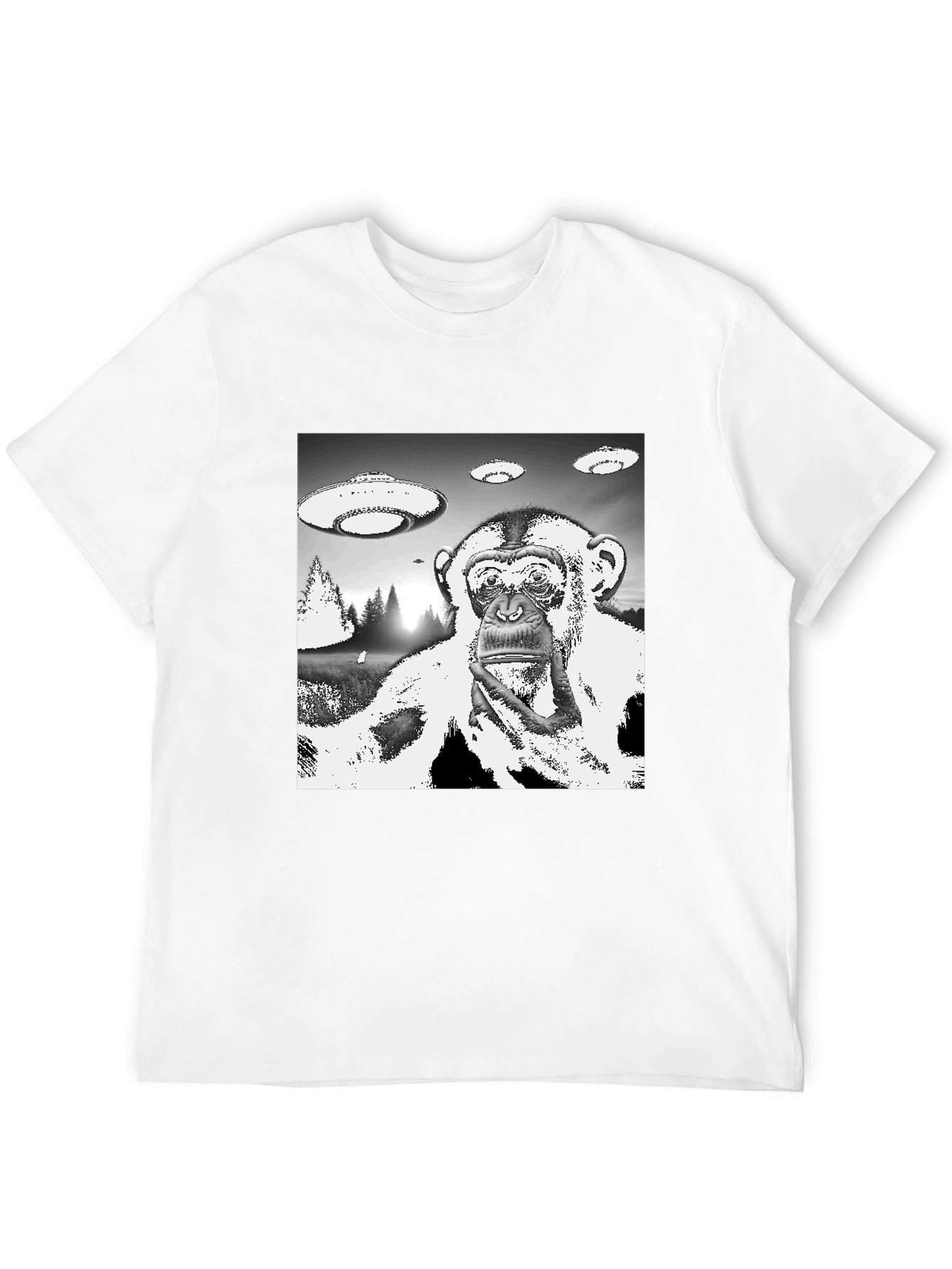 UFO Monkey Graphic Tee - Black Cotton T-Shirt