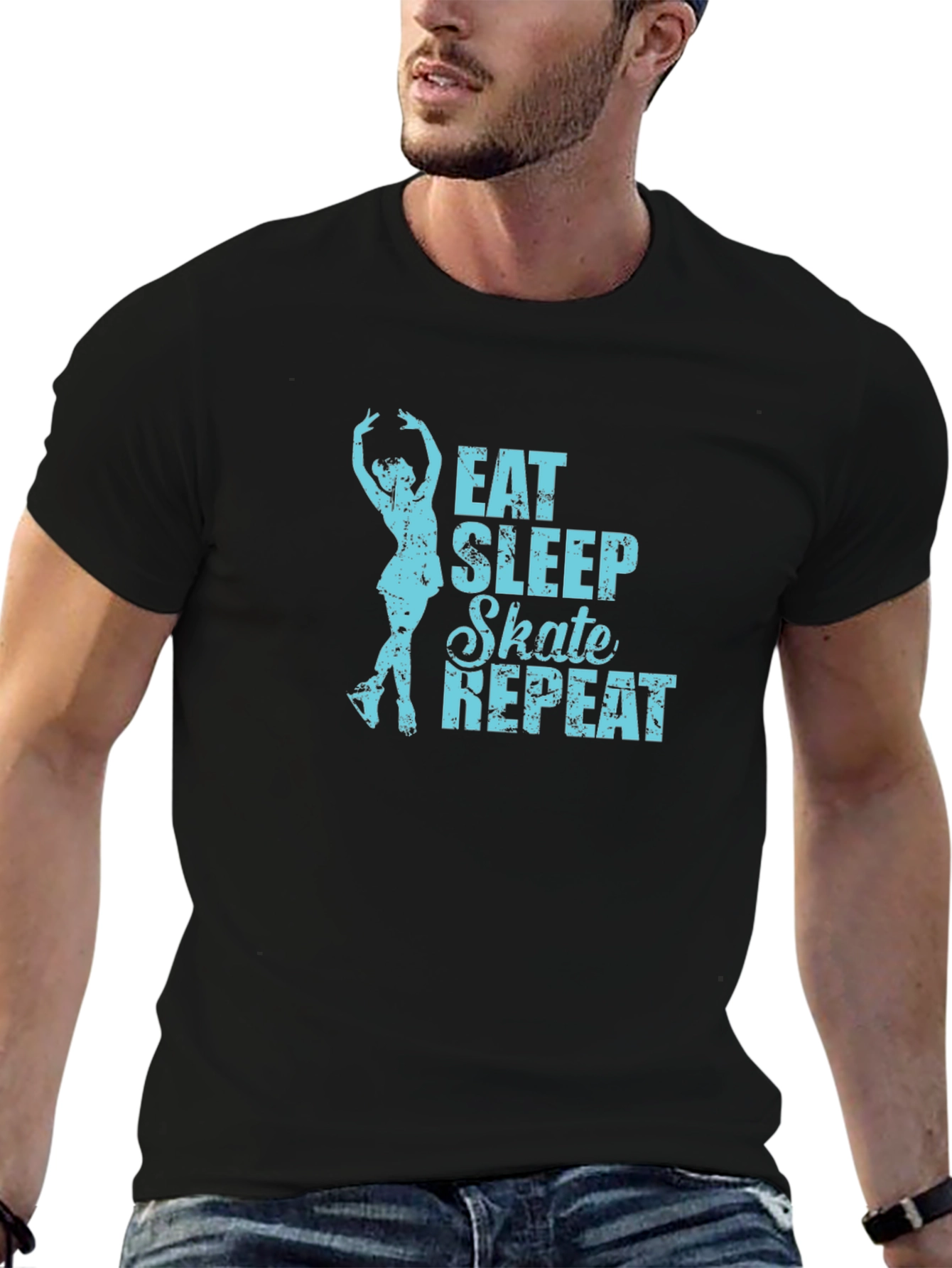 Eat Sleep Skate Repeat Black T-Shirt