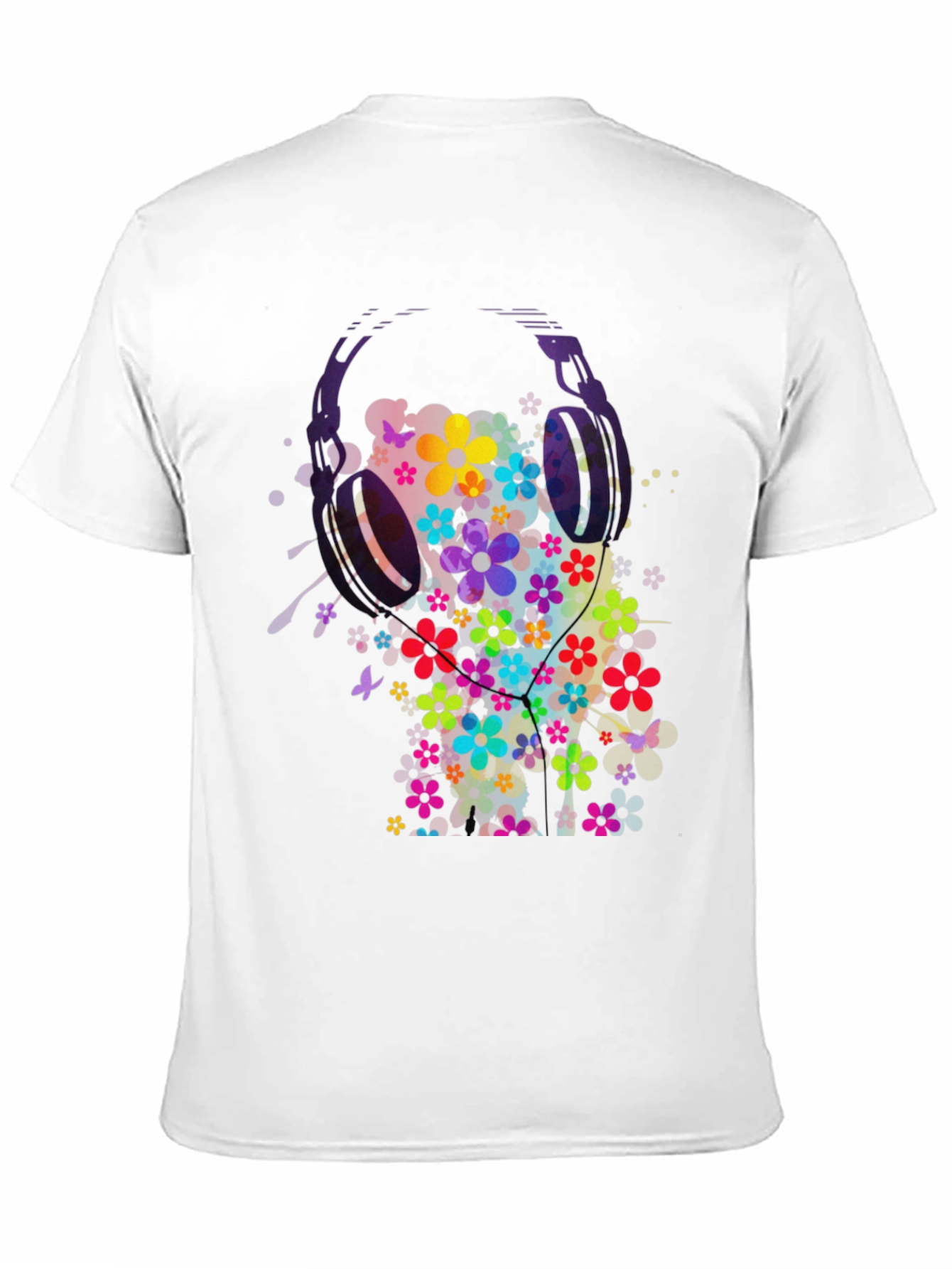 Floral Headphones Mens Graphic Tee