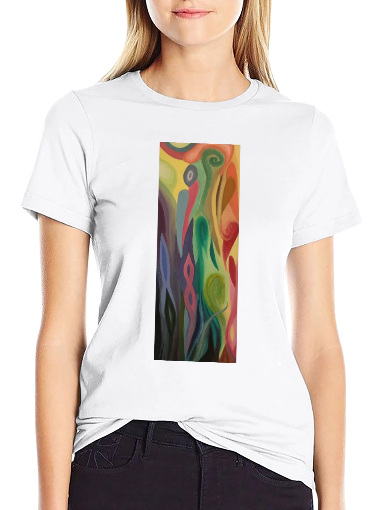 Abstract Art Graphic Black Tee - Mens Casual Style