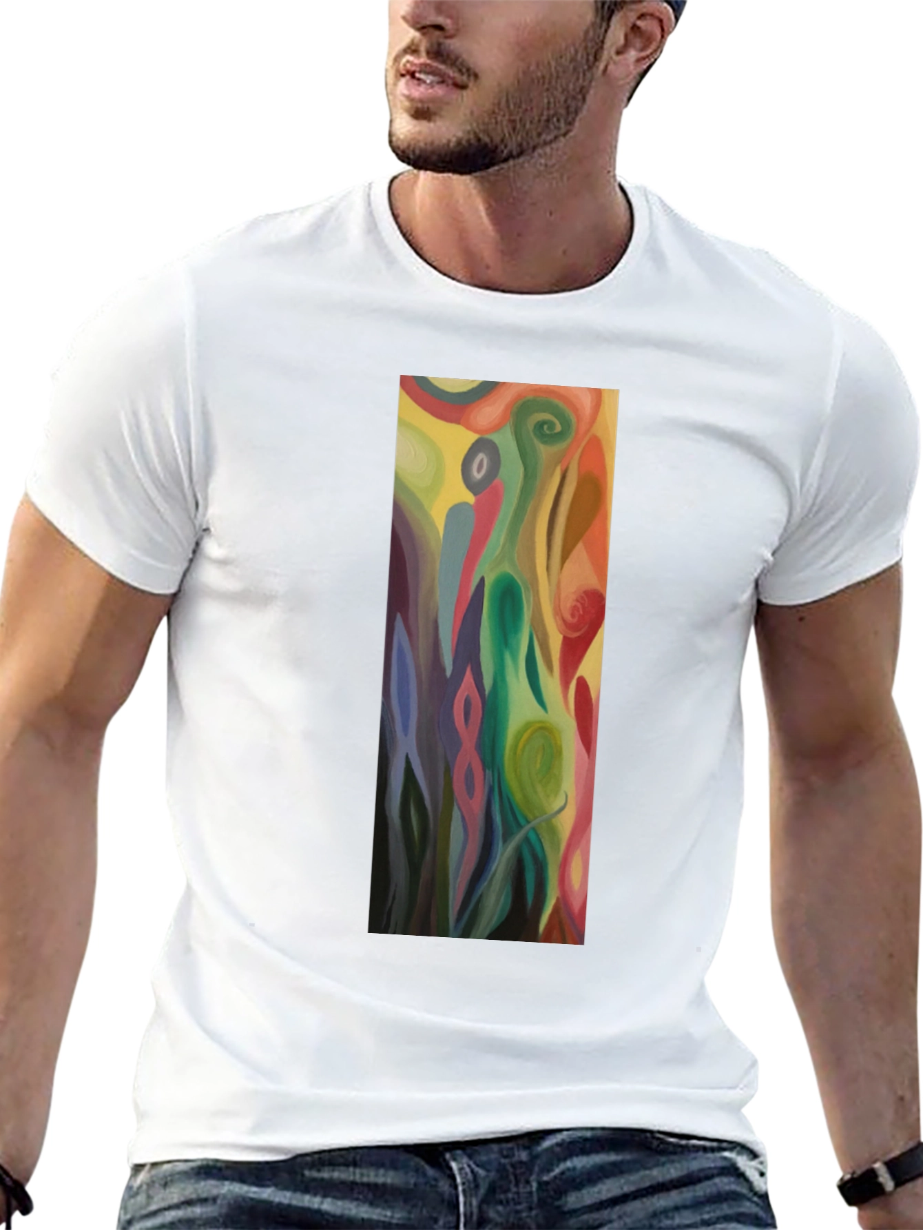 Abstract Art Graphic Black Tee - Mens Casual Style