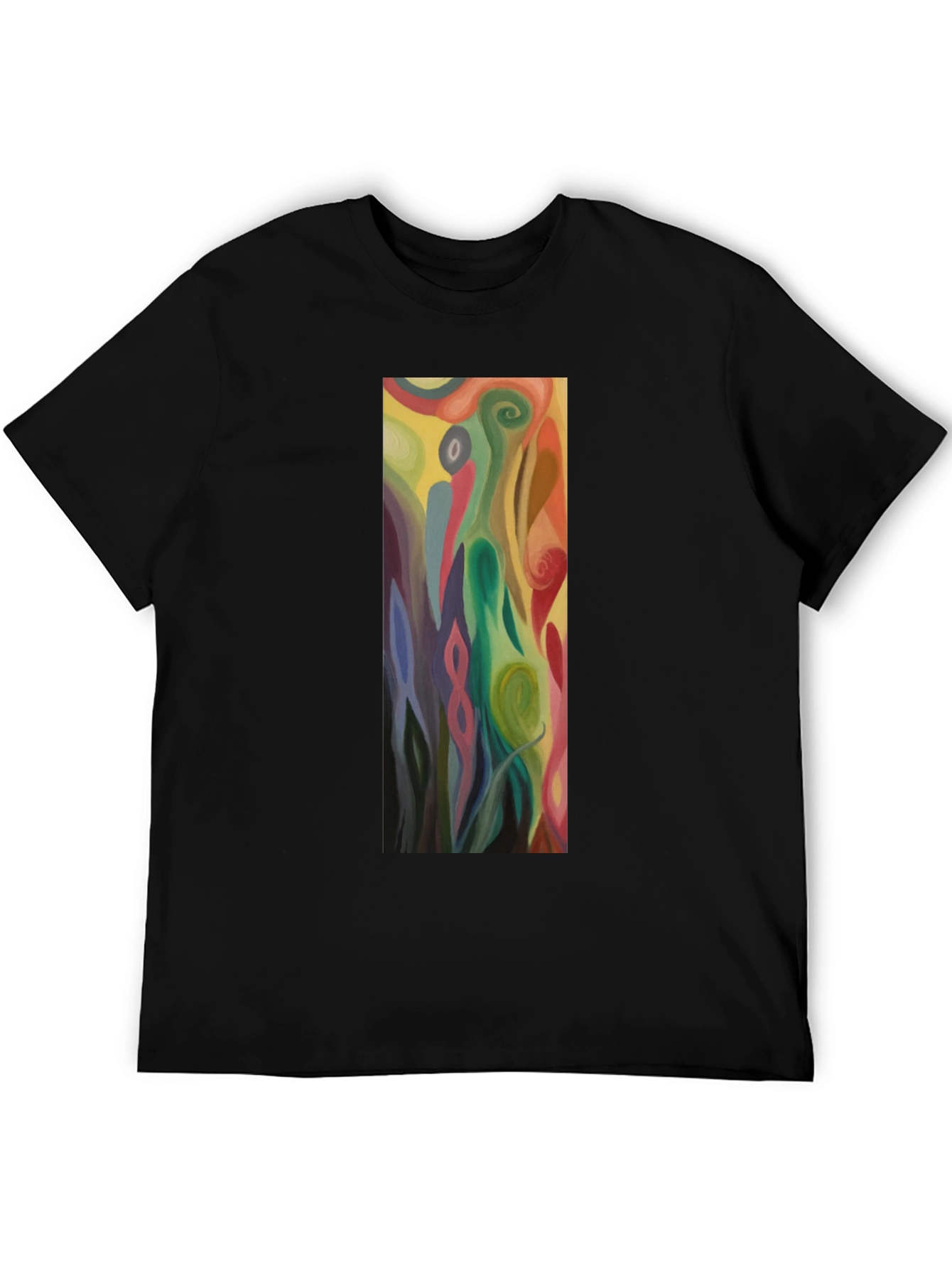 Abstract Art Graphic Black Tee - Mens Casual Style