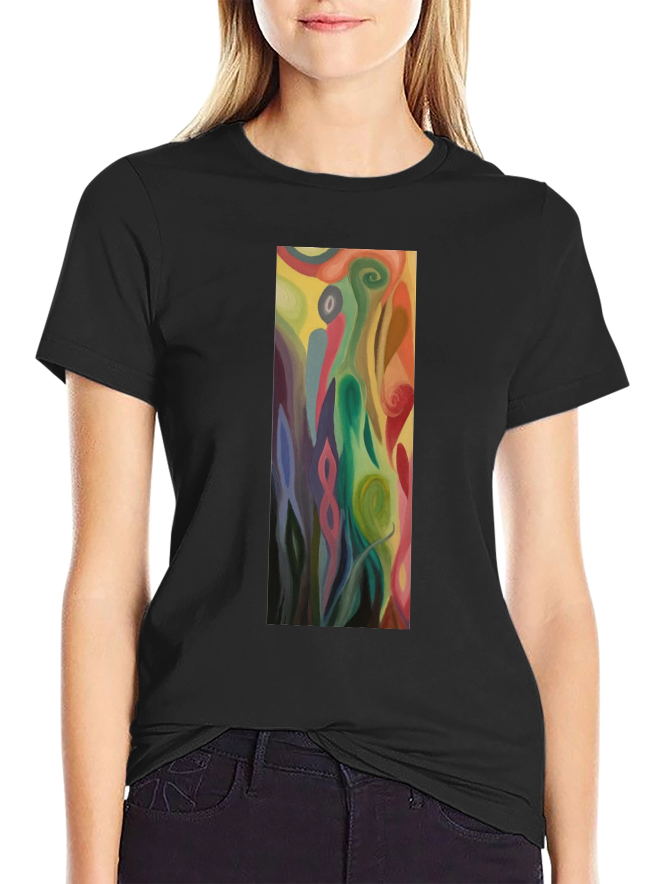 Abstract Art Graphic Black Tee - Mens Casual Style