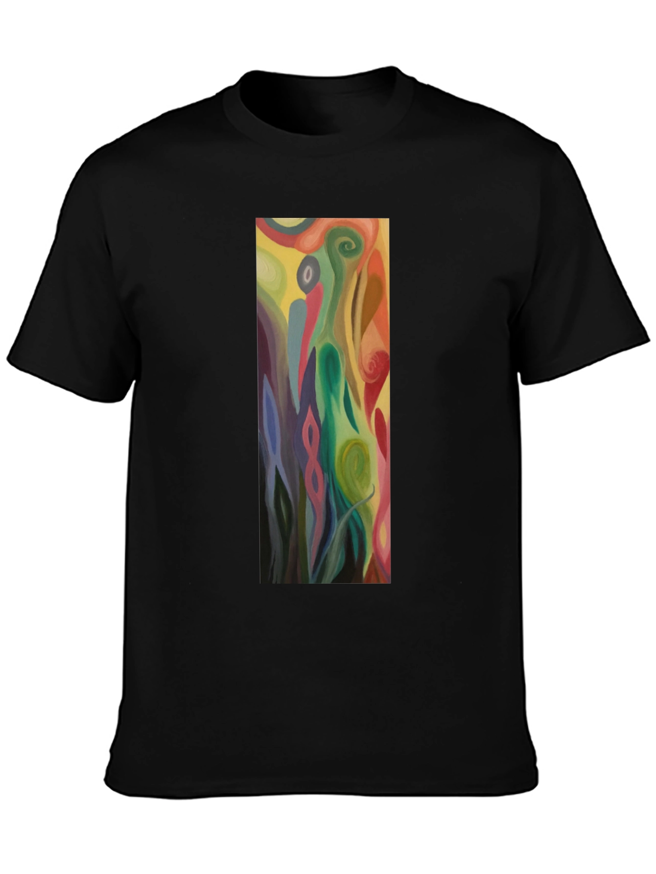 Abstract Art Graphic Black Tee - Mens Casual Style