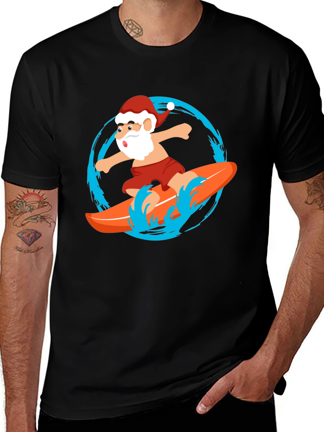 Surfing Santa Graphic Tee