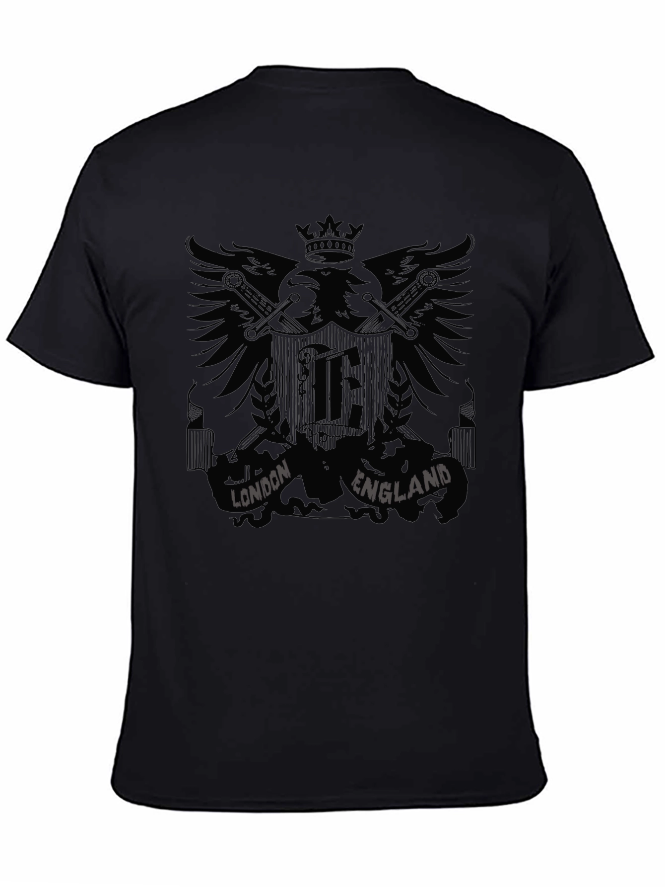 London England Eagle Crest Black T-Shirt