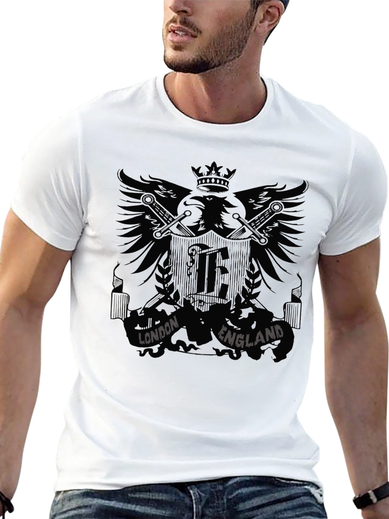 London England Eagle Crest Black T-Shirt