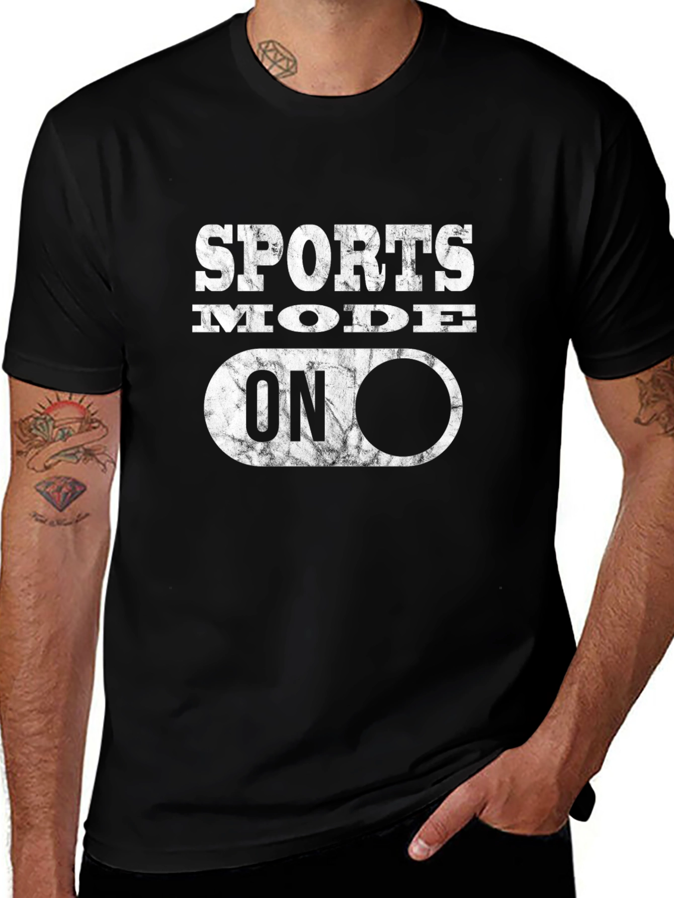 Sports Mode ON Black T-Shirt