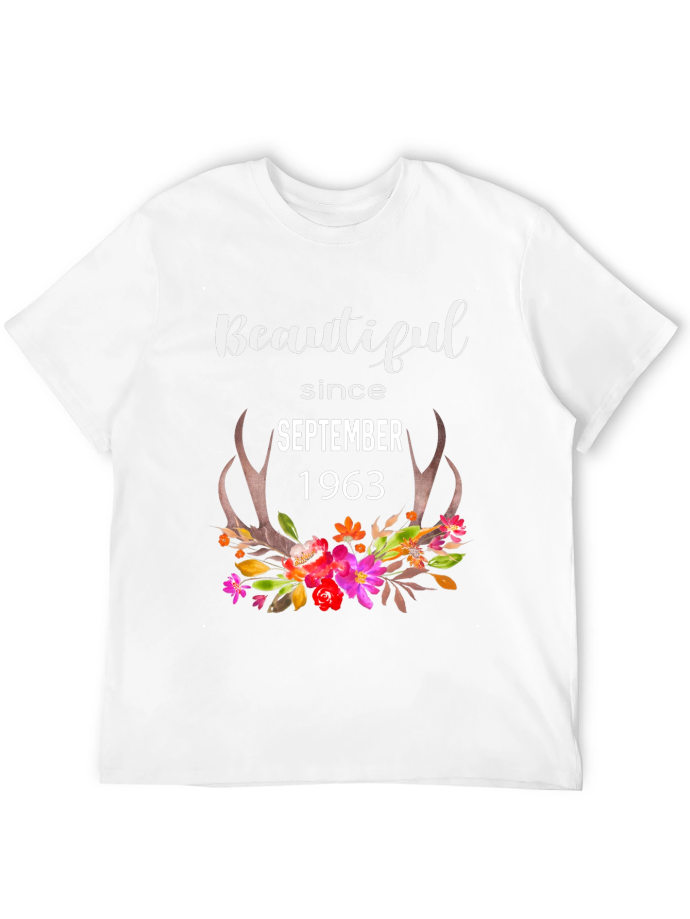 Beautiful Since 1963 Floral Antler Tee