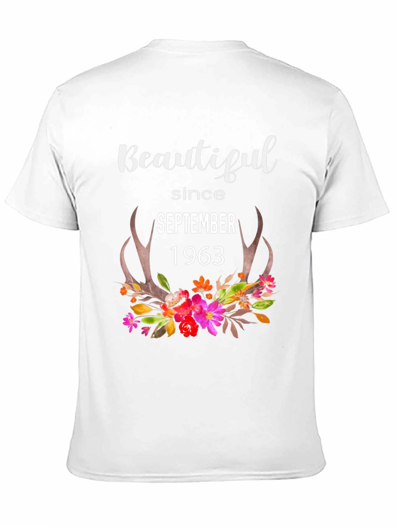 Beautiful Since 1963 Floral Antler Tee