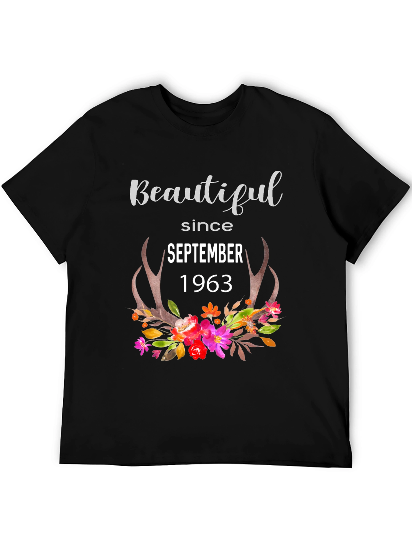 Beautiful Since 1963 Floral Antler Tee