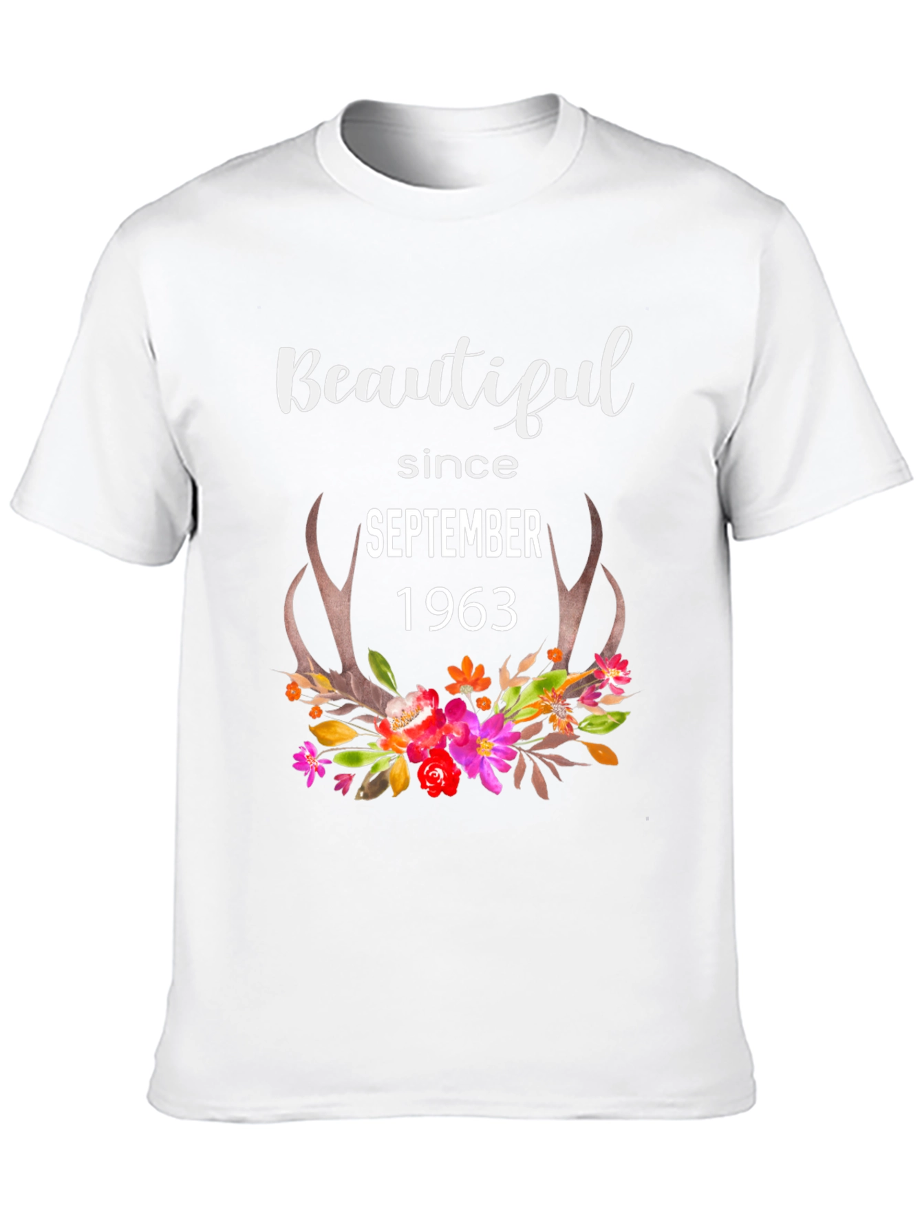 Beautiful Since 1963 Floral Antler Tee
