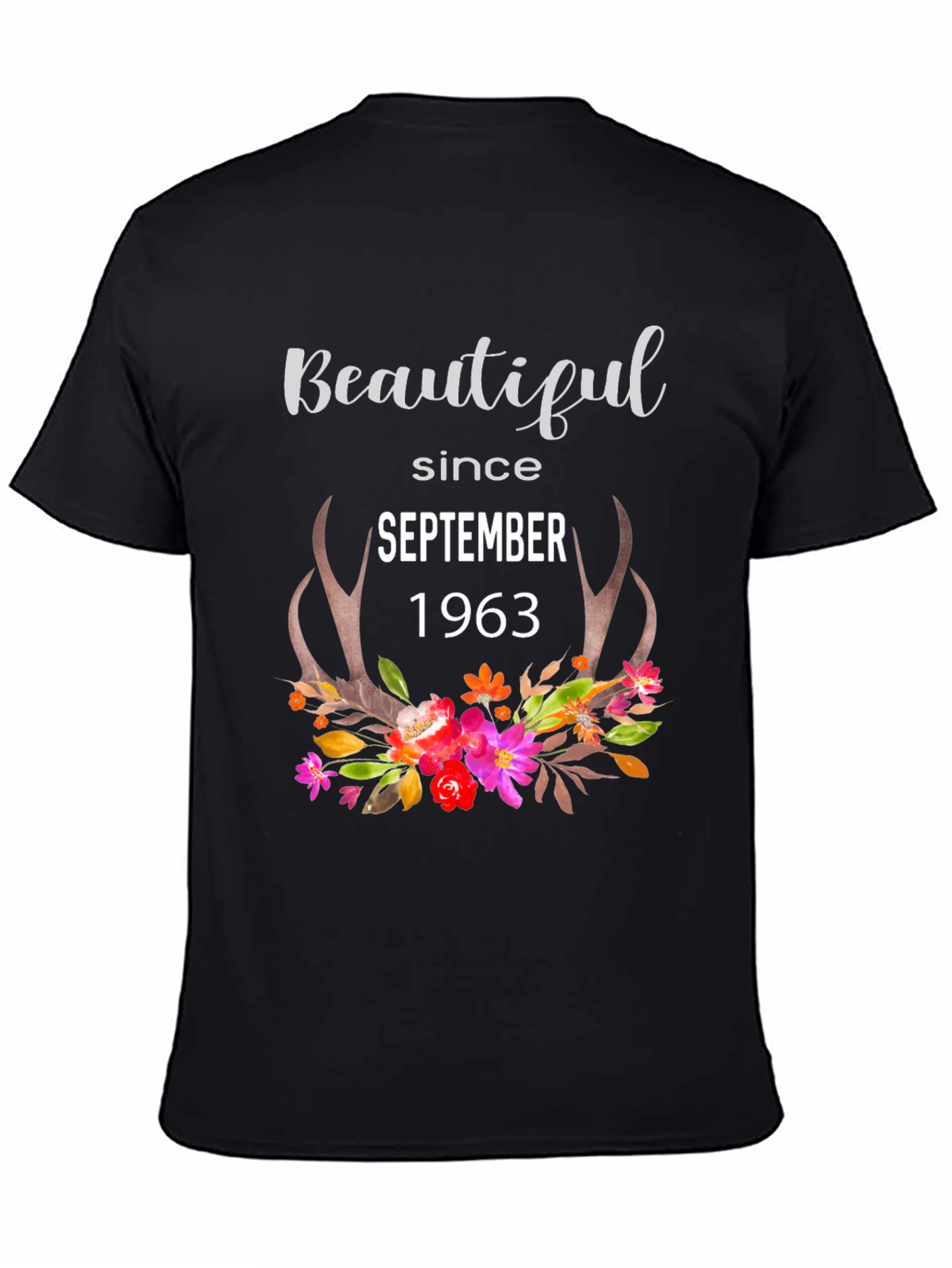 Beautiful Since 1963 Floral Antler Tee