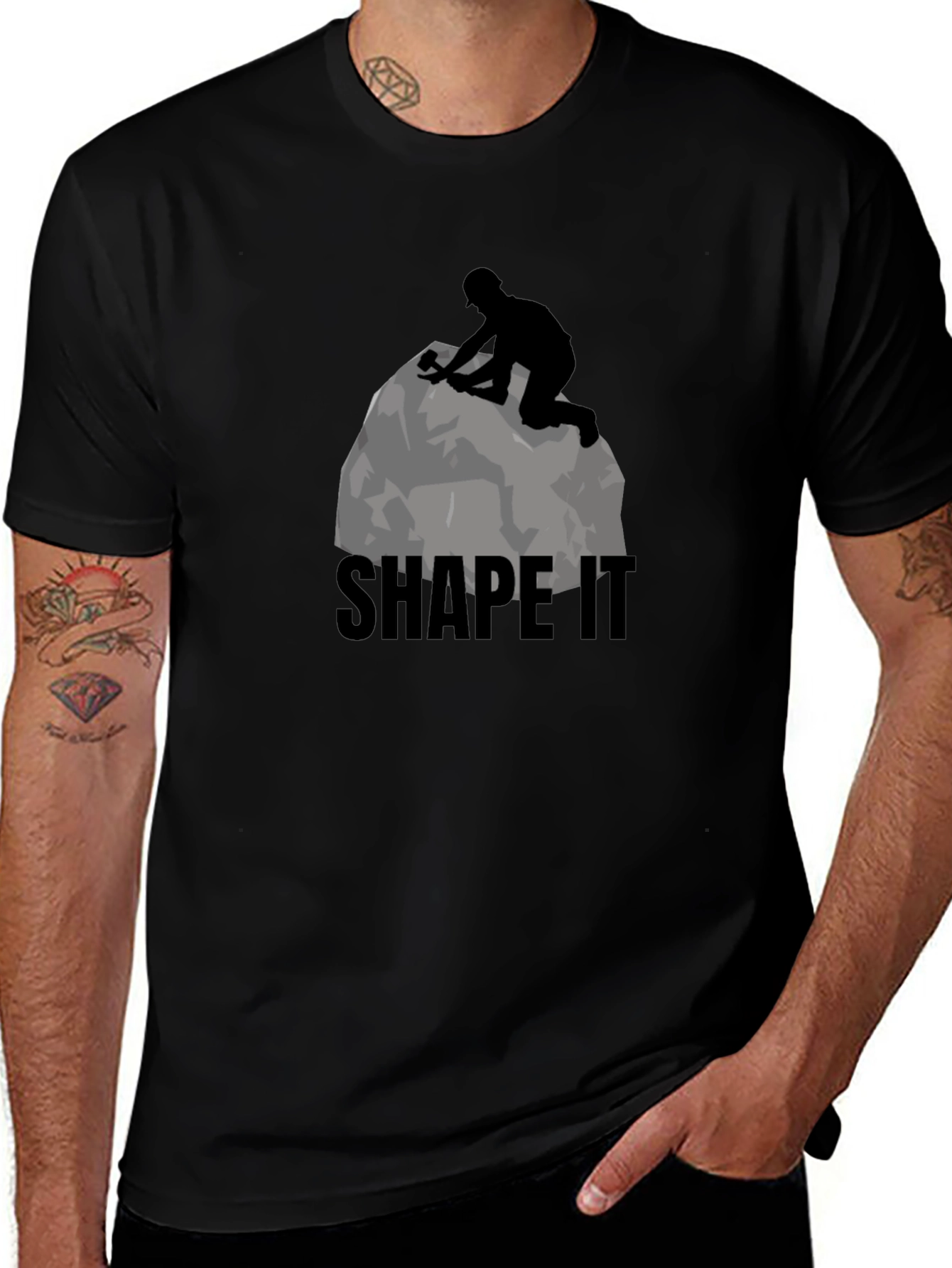 Shape It Mens Black Graphic T-Shirt