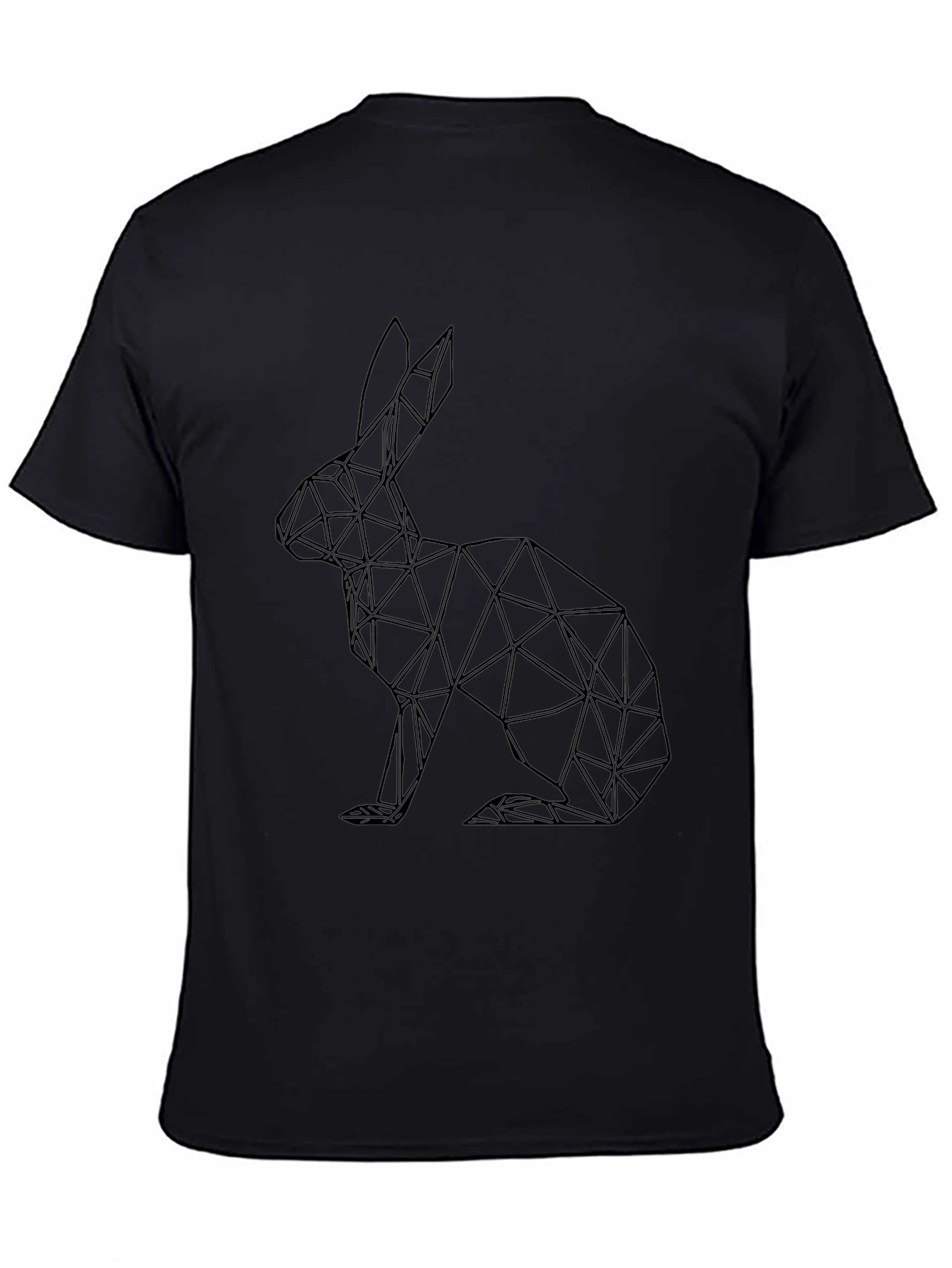 Geometric Rabbit Graphic Tee - Sleek Black Shirt