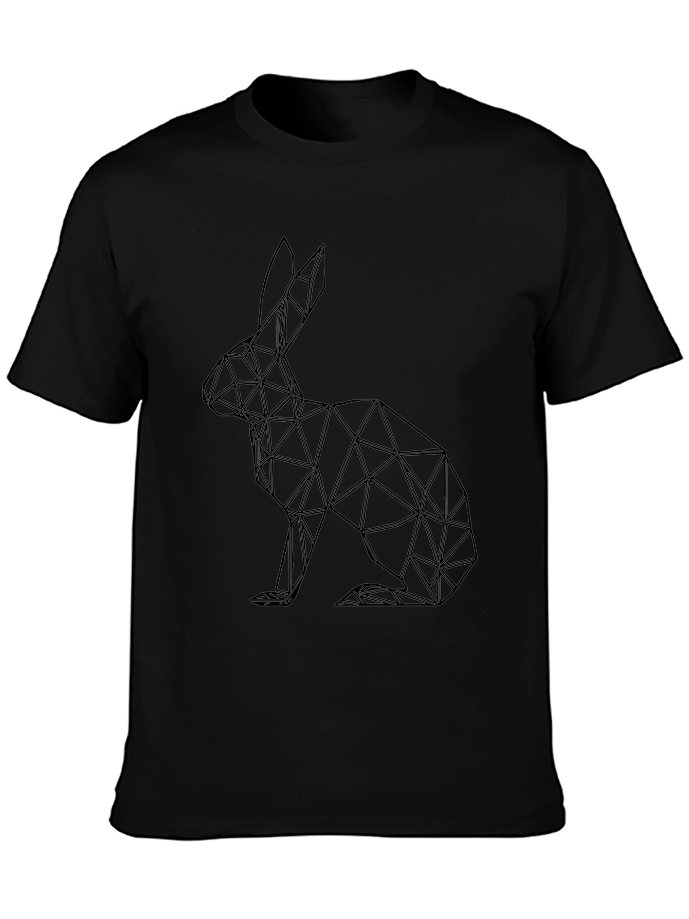 Geometric Rabbit Graphic Tee - Sleek Black Shirt