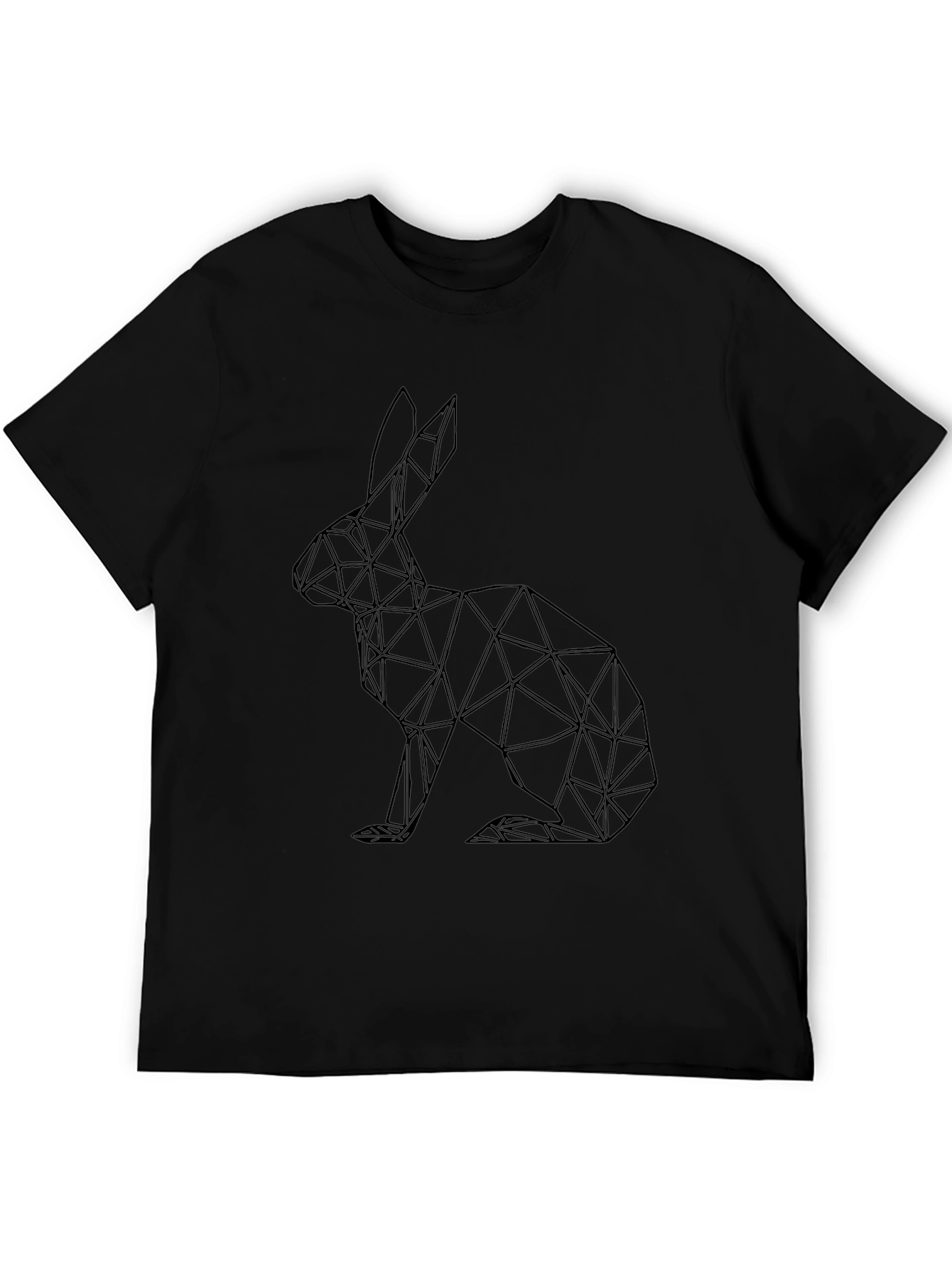 Geometric Rabbit Graphic Tee - Sleek Black Shirt