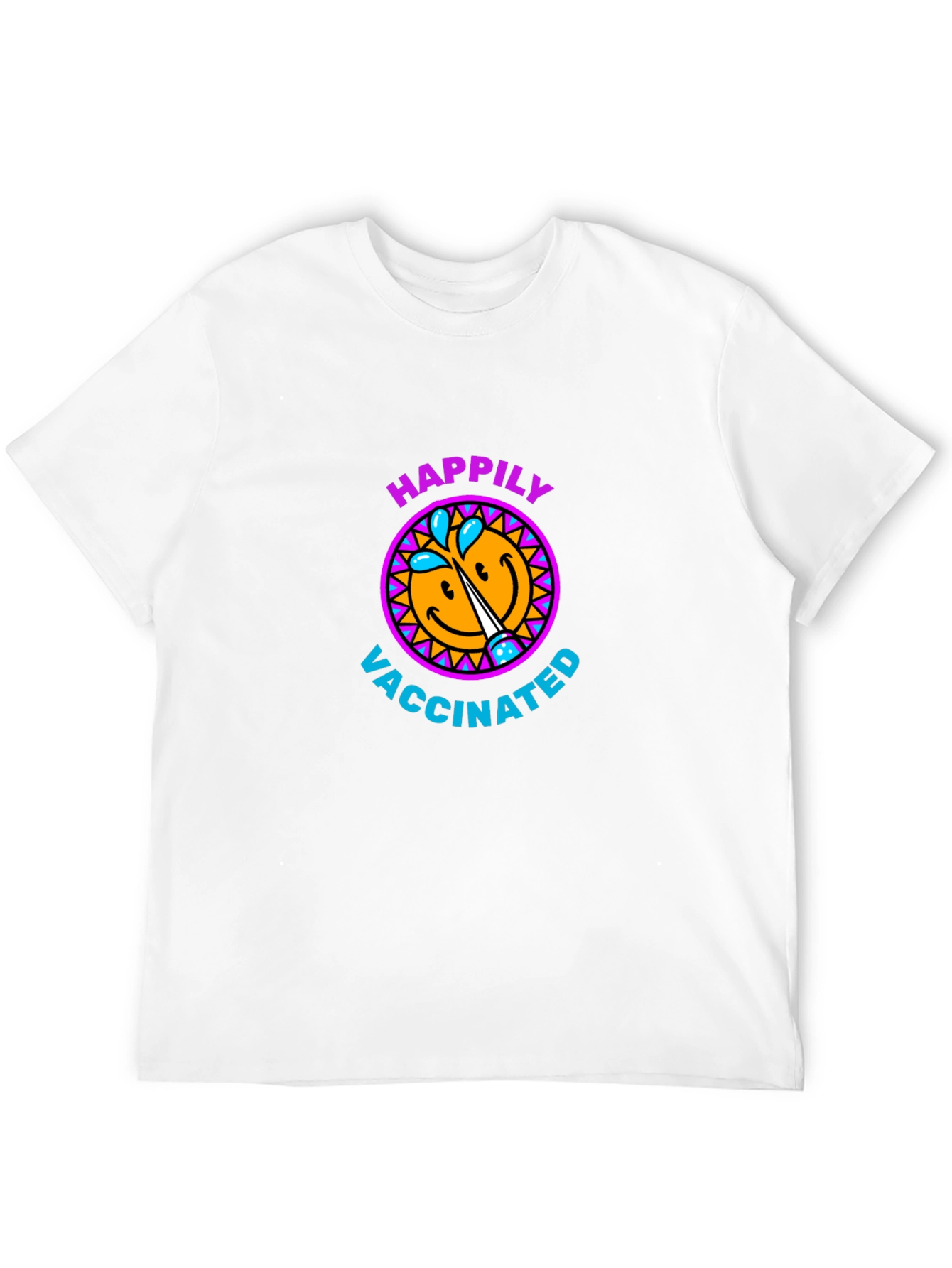 Happily Vaccinated Smiley Face Graphic T-Shirt