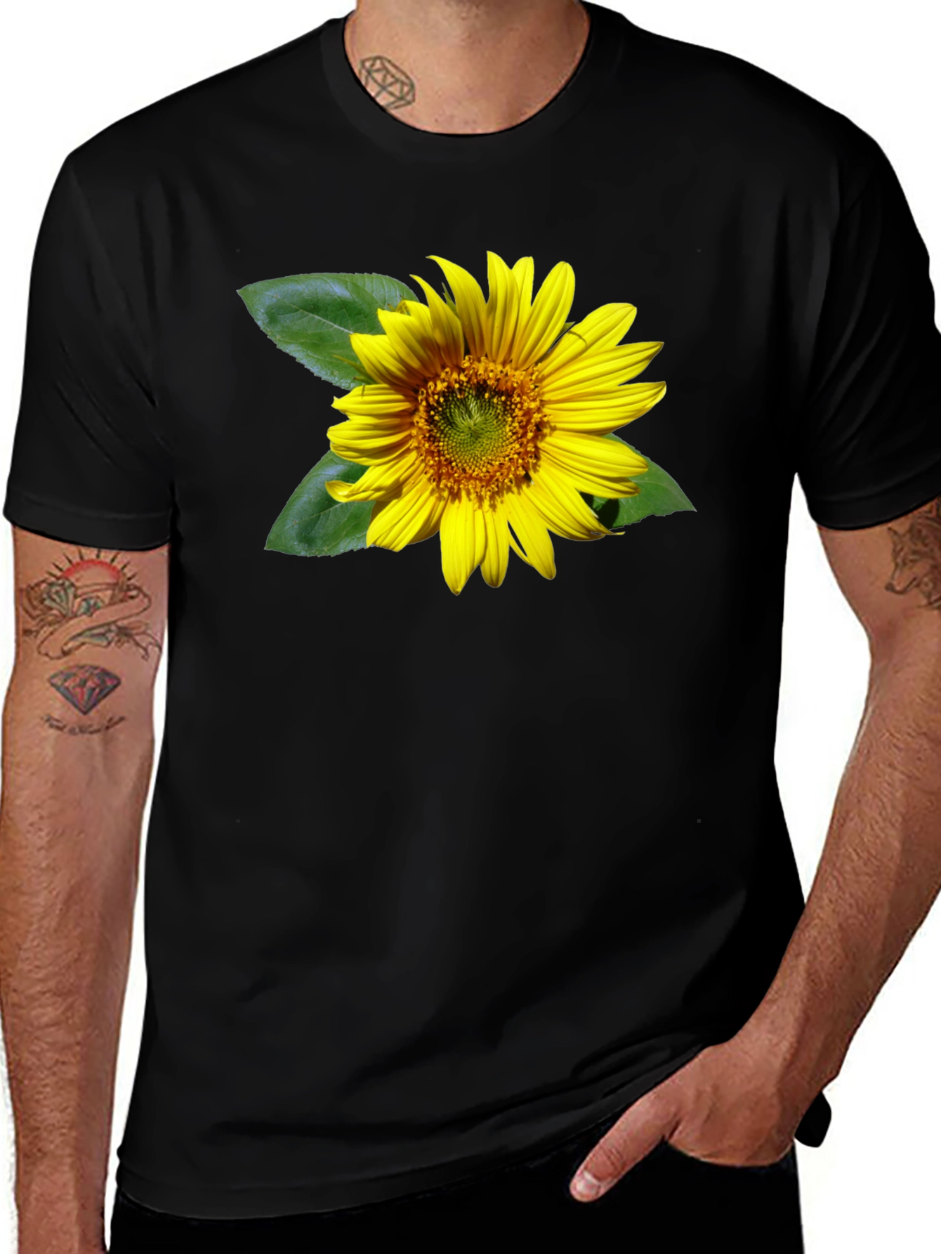 Sunflower Graphic Black T-Shirt