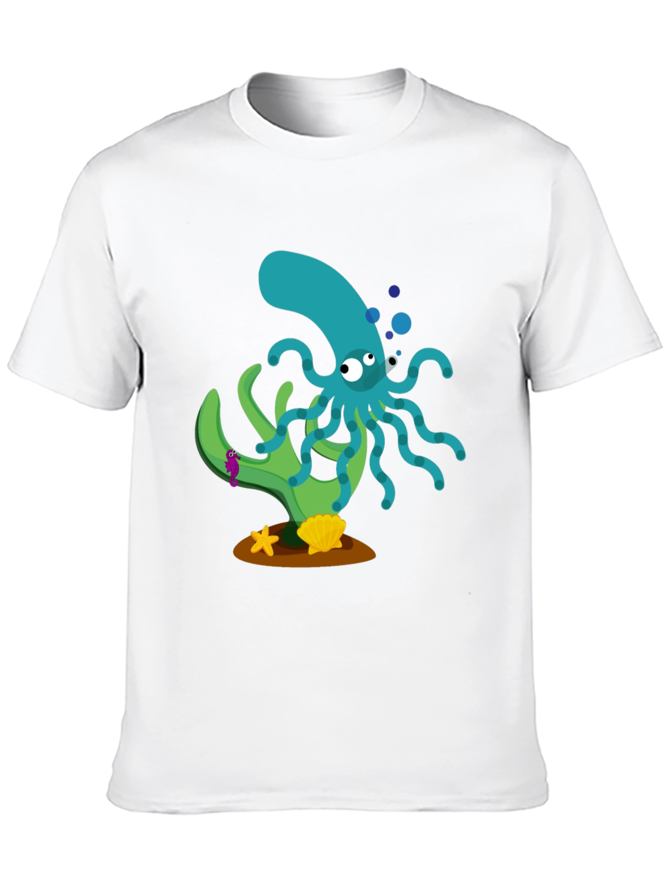 Cartoon Octopus Graphic Print Black T-Shirt