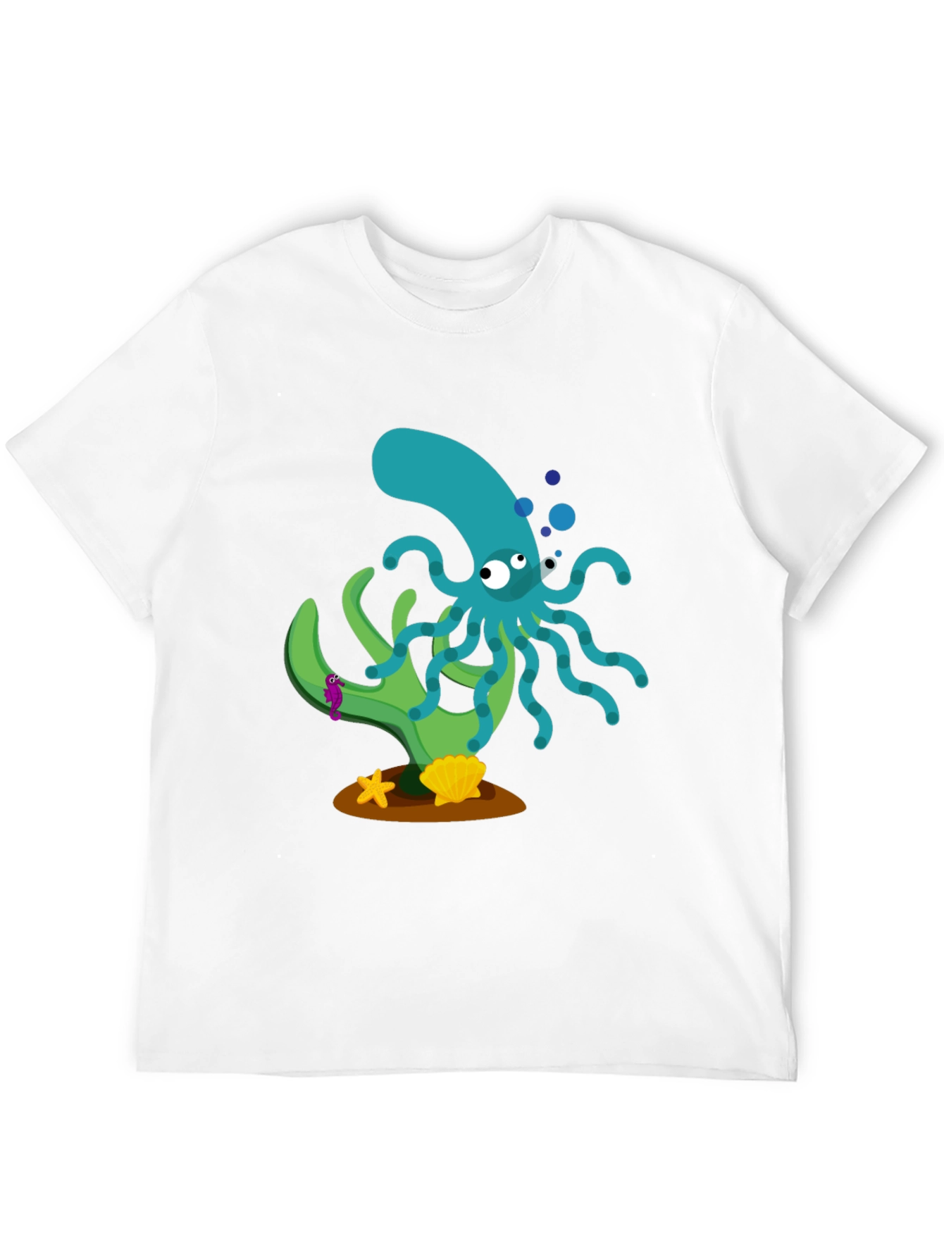 Cartoon Octopus Graphic Print Black T-Shirt