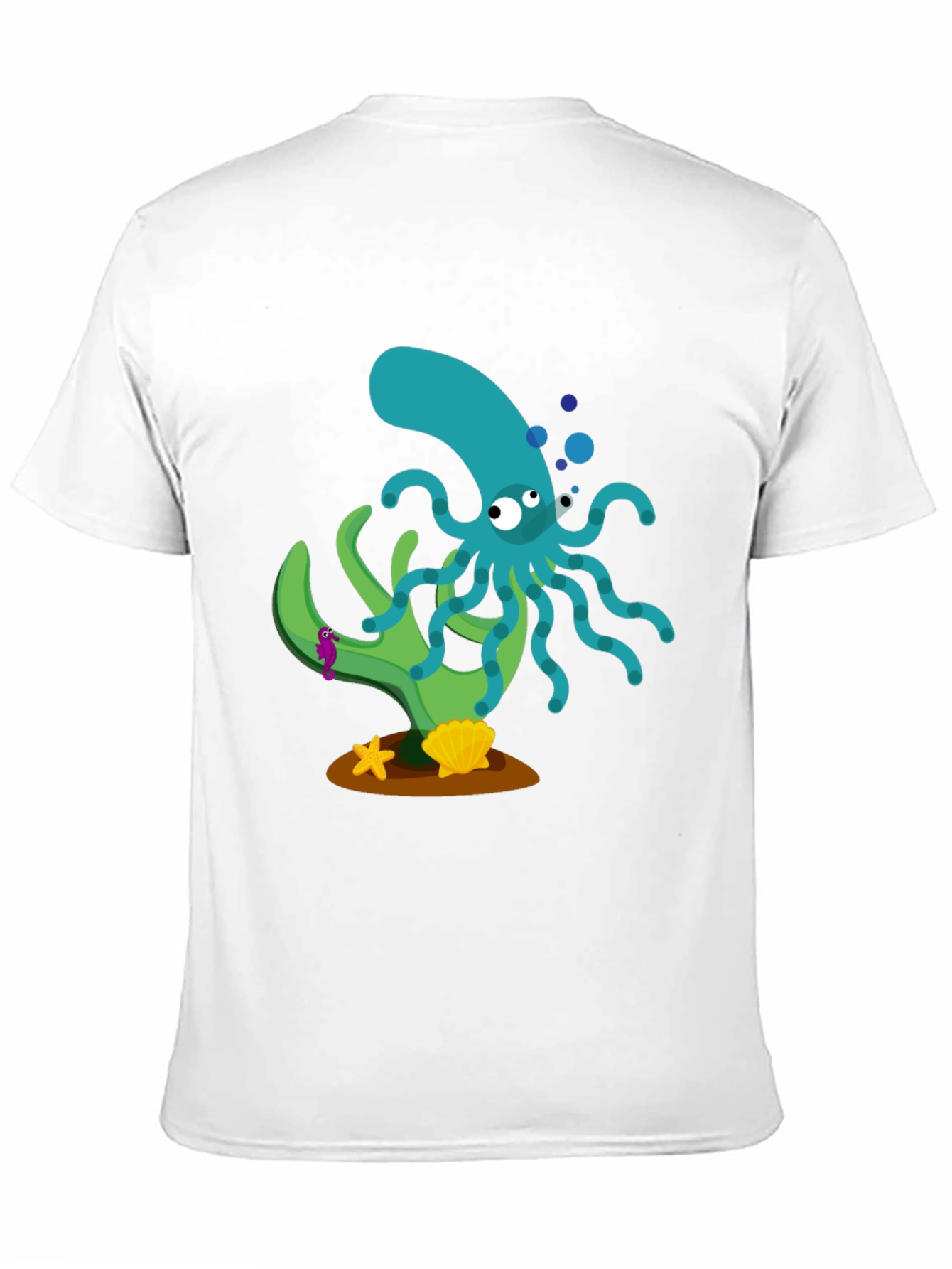 Cartoon Octopus Graphic Print Black T-Shirt