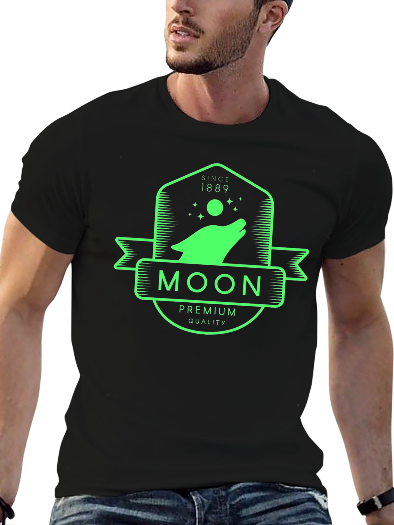 Moon Wolf Premium Quality Black T-Shirt