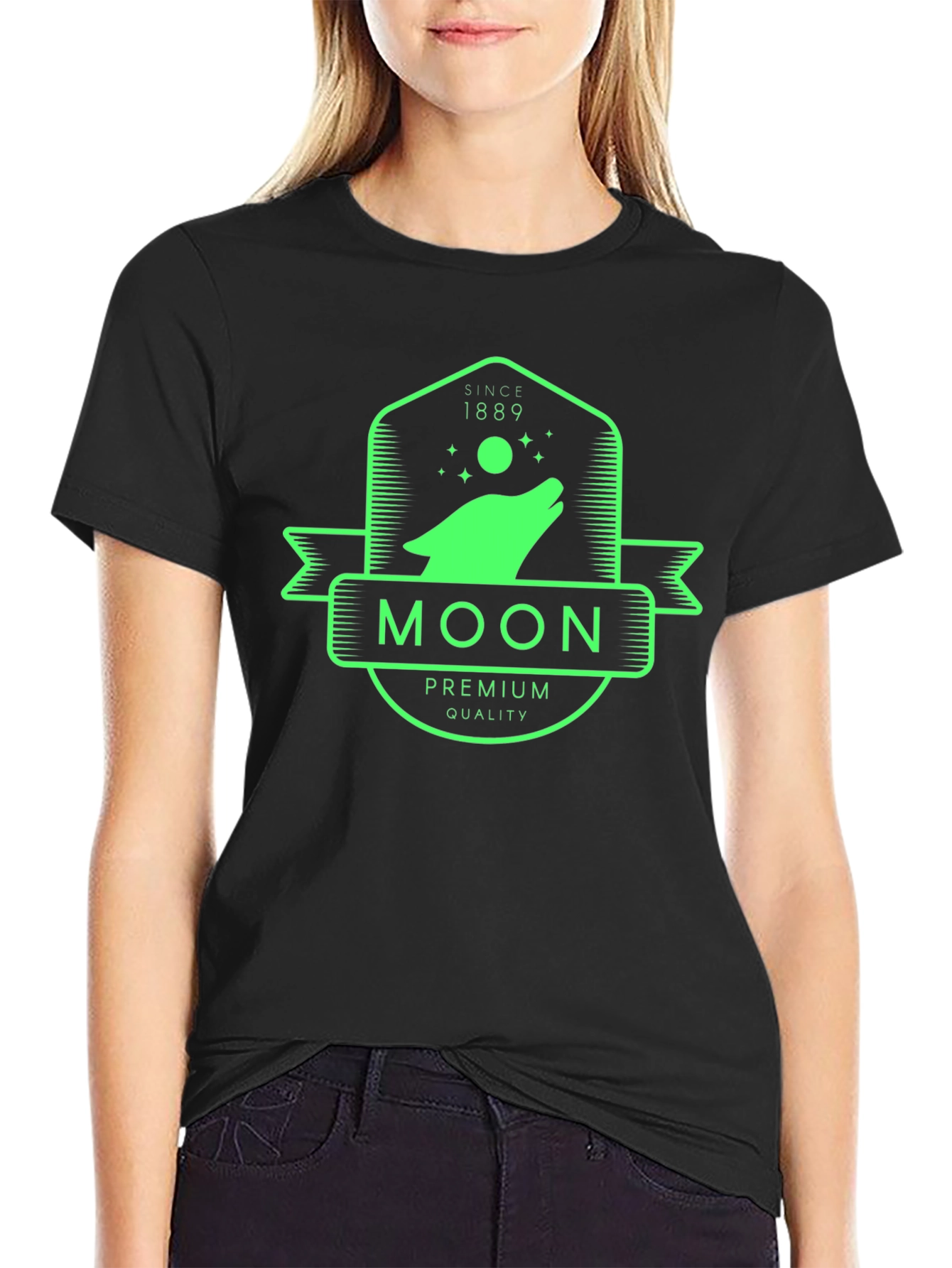 Moon Wolf Premium Quality Black T-Shirt