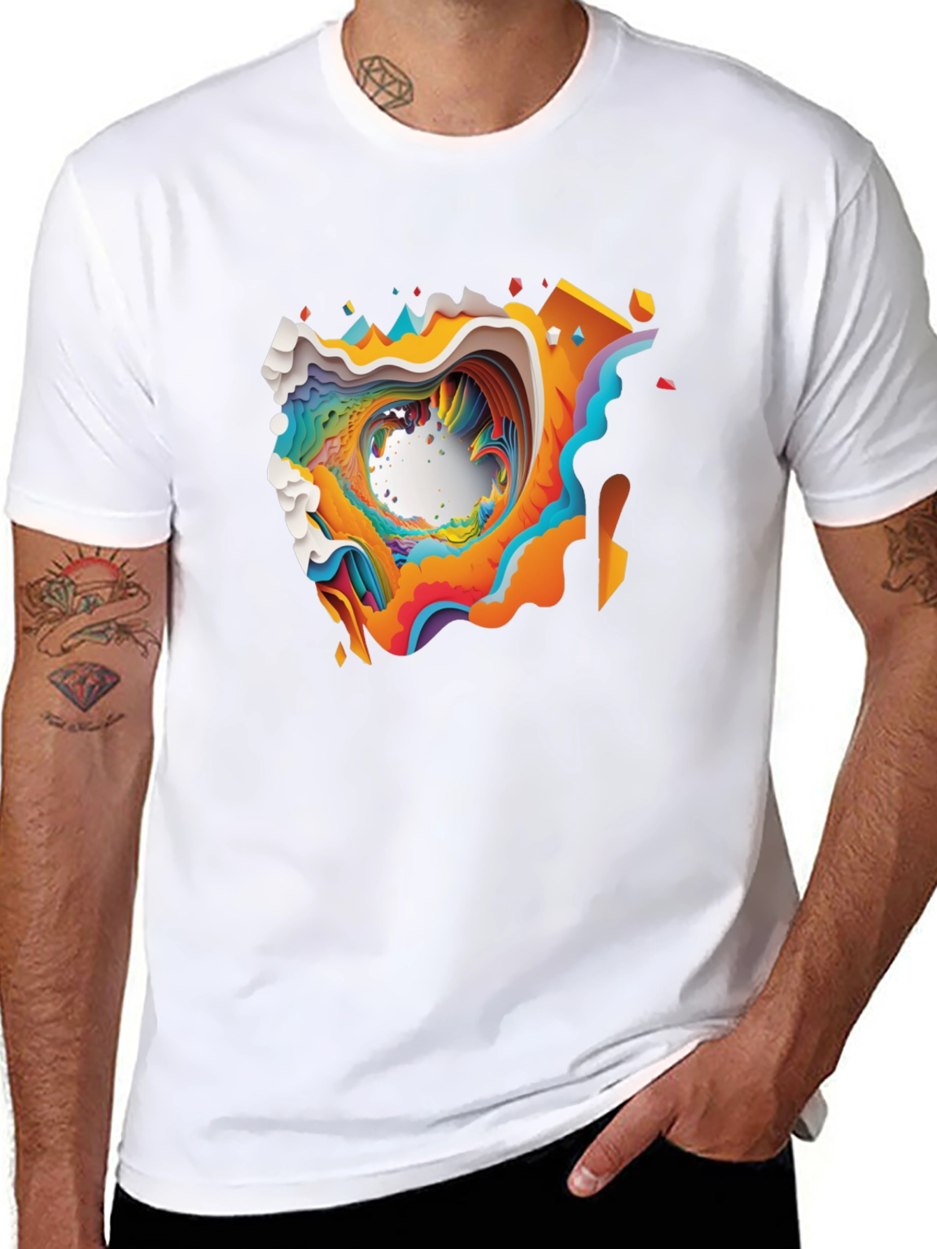 Abstract Graphic Tee - Black Cotton Comfort
