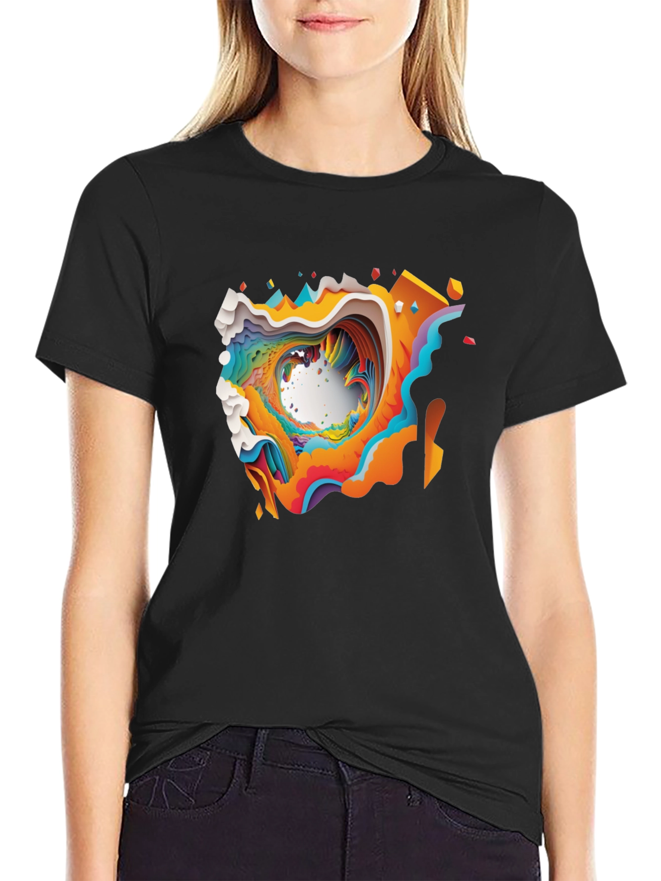 Abstract Graphic Tee - Black Cotton Comfort