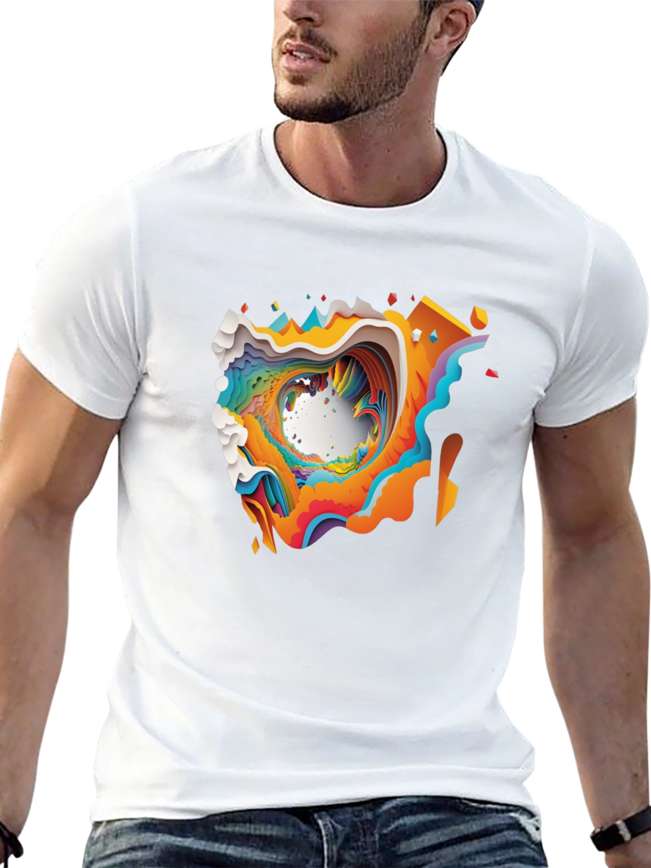 Abstract Graphic Tee - Black Cotton Comfort