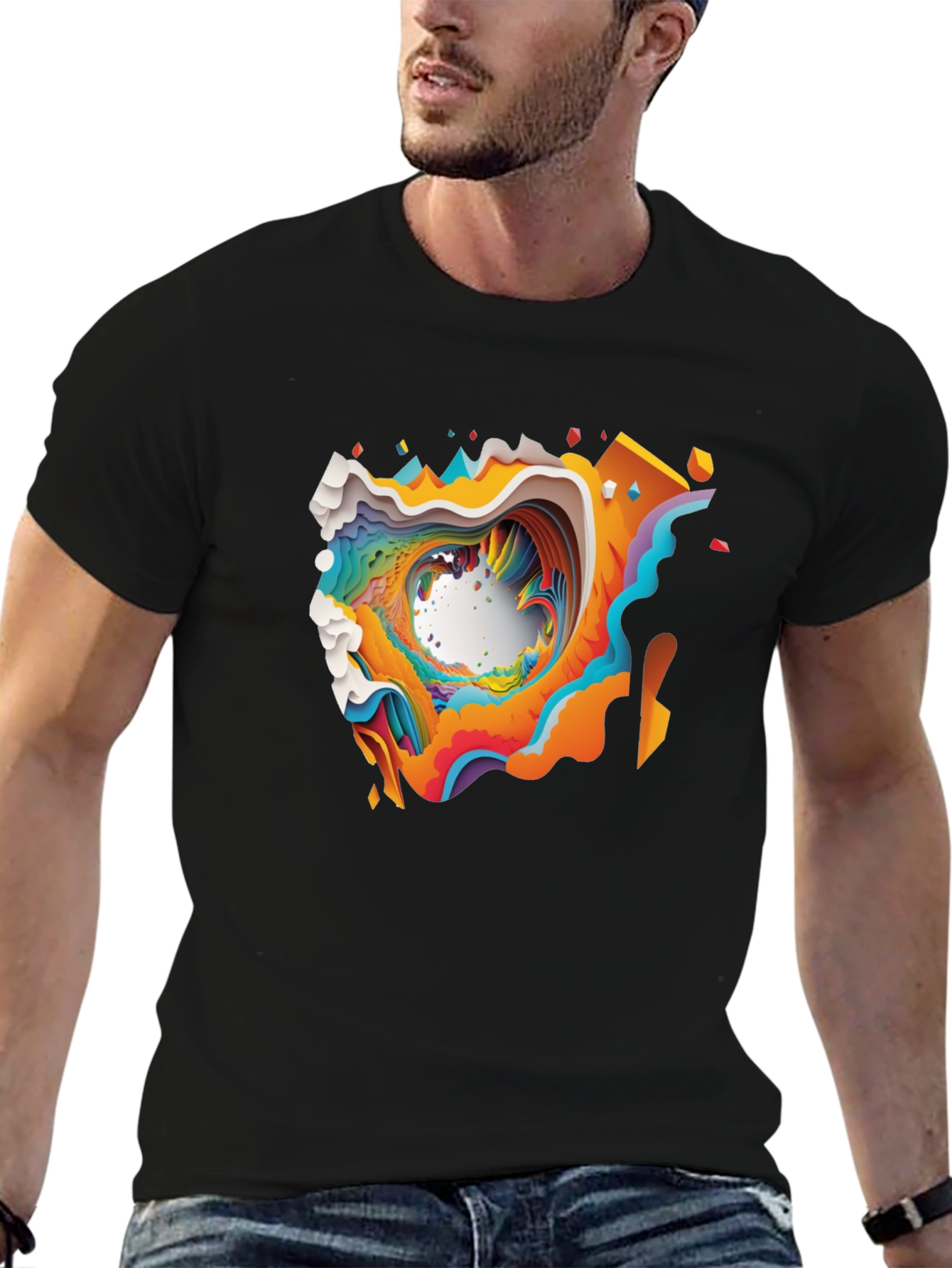 Abstract Graphic Tee - Black Cotton Comfort