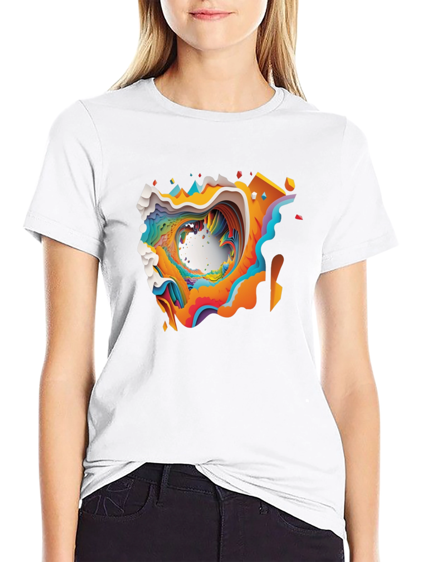 Abstract Graphic Tee - Black Cotton Comfort