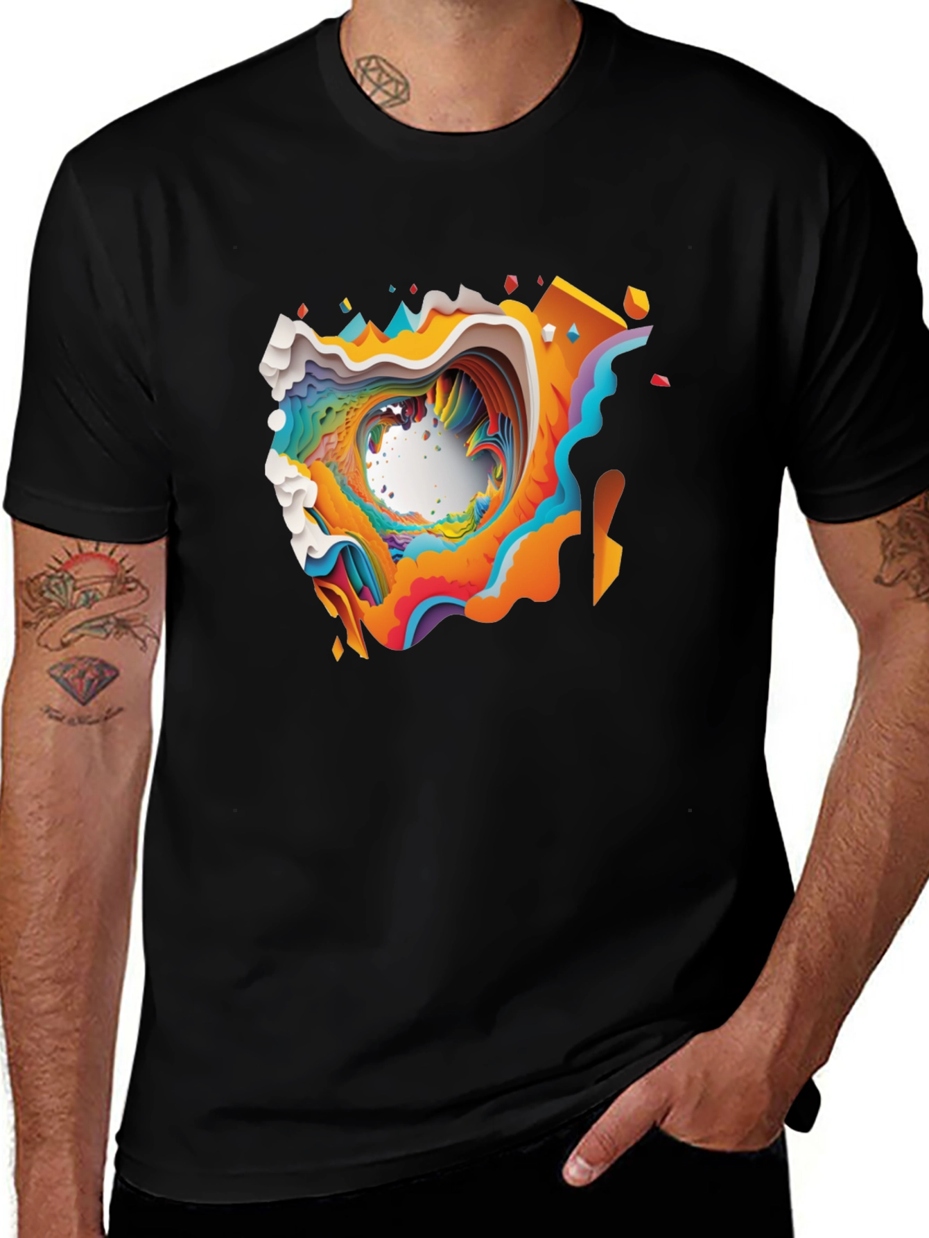Abstract Graphic Tee - Black Cotton Comfort