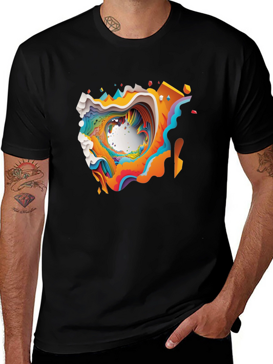 Abstract Graphic Tee - Black Cotton Comfort