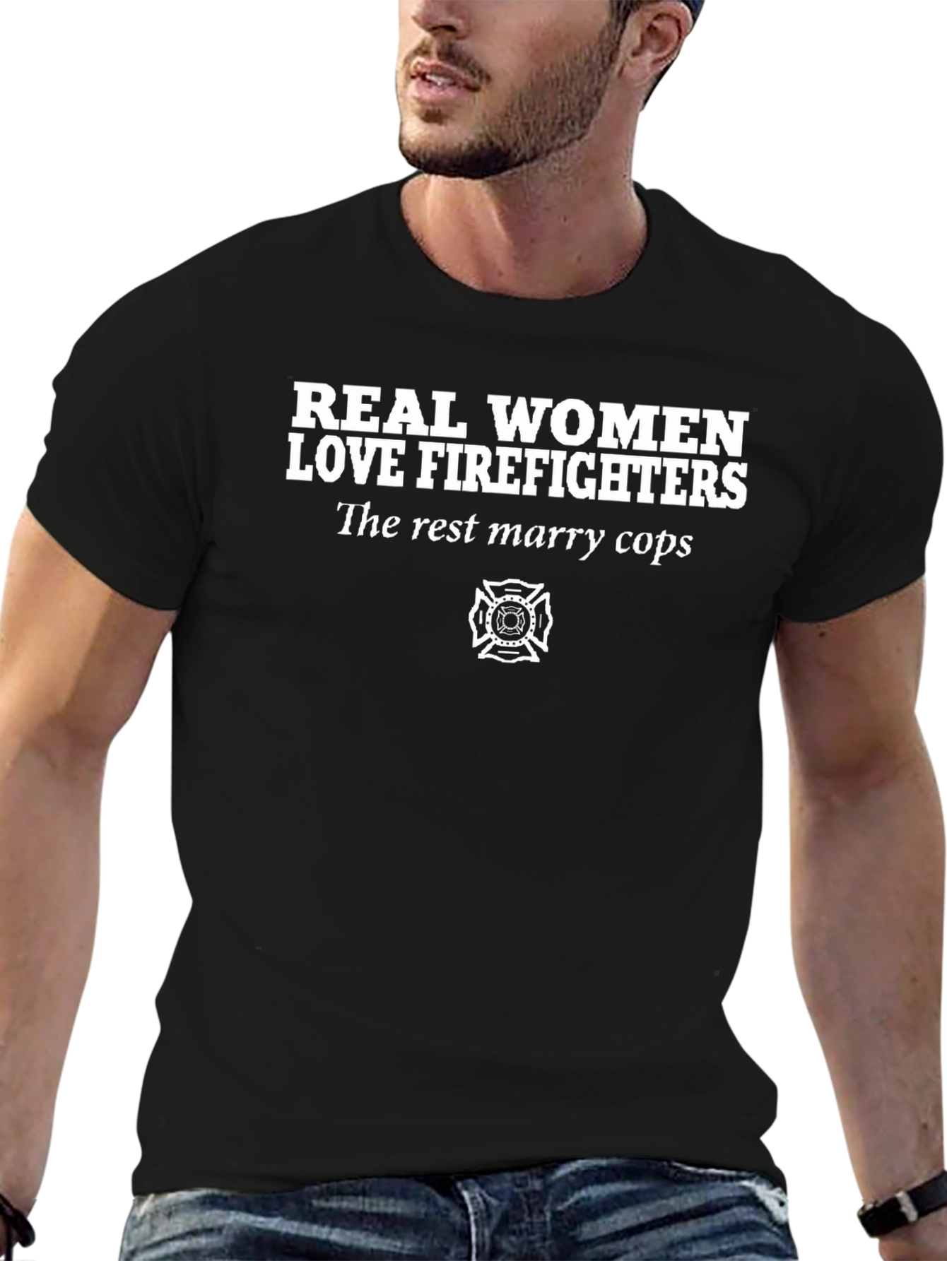 Firefighter Love Graphic Tee - Black T-Shirt